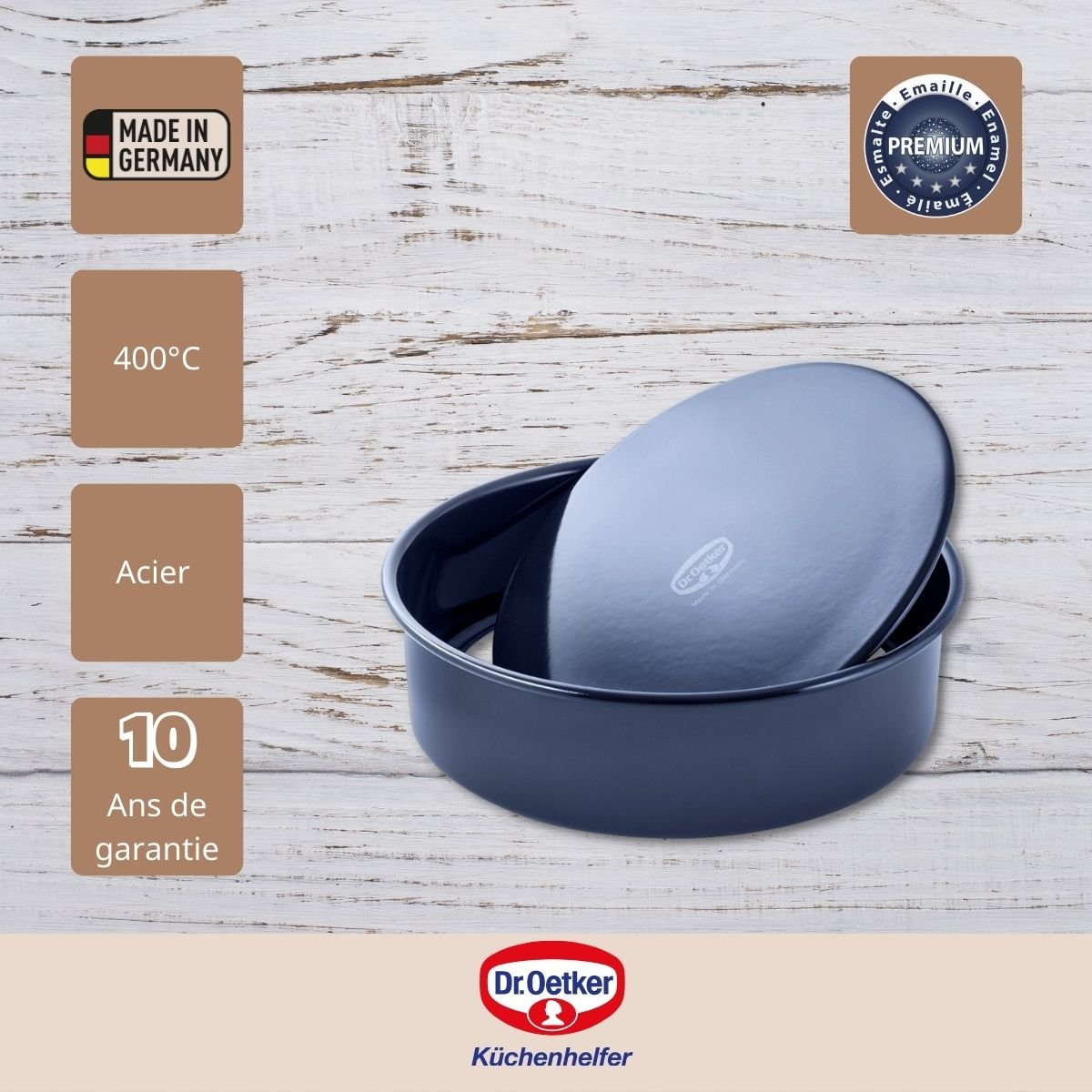 Lot de 2 moules à gâteaux 24,5/24,5 cm en acier BACK-LIEBE bleu, DR OETKER