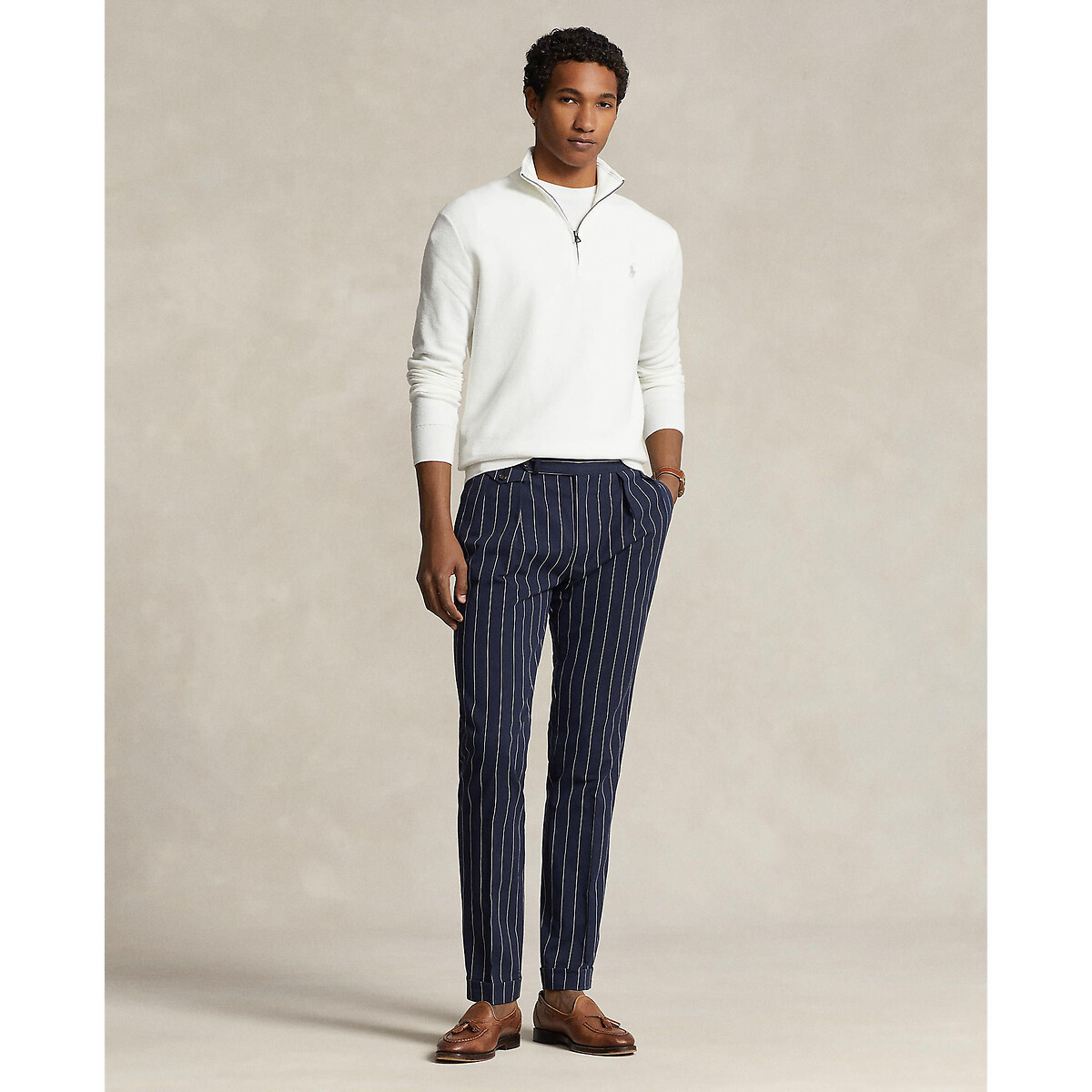 Quarter-Zip Jumper in Cotton Pique white, POLO RALPH LAUREN