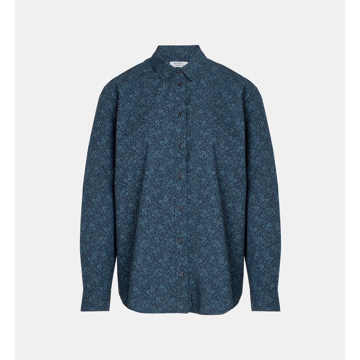 Chemise droite alma sur fleurs coton bleu marine, GALERIES LAFAYETTE