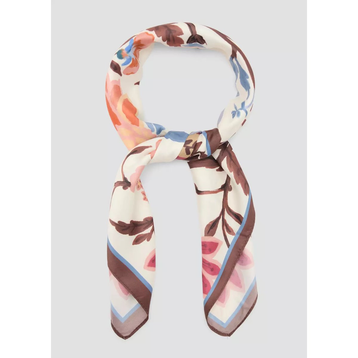 Foulard à fleurs chocolat, MANGO