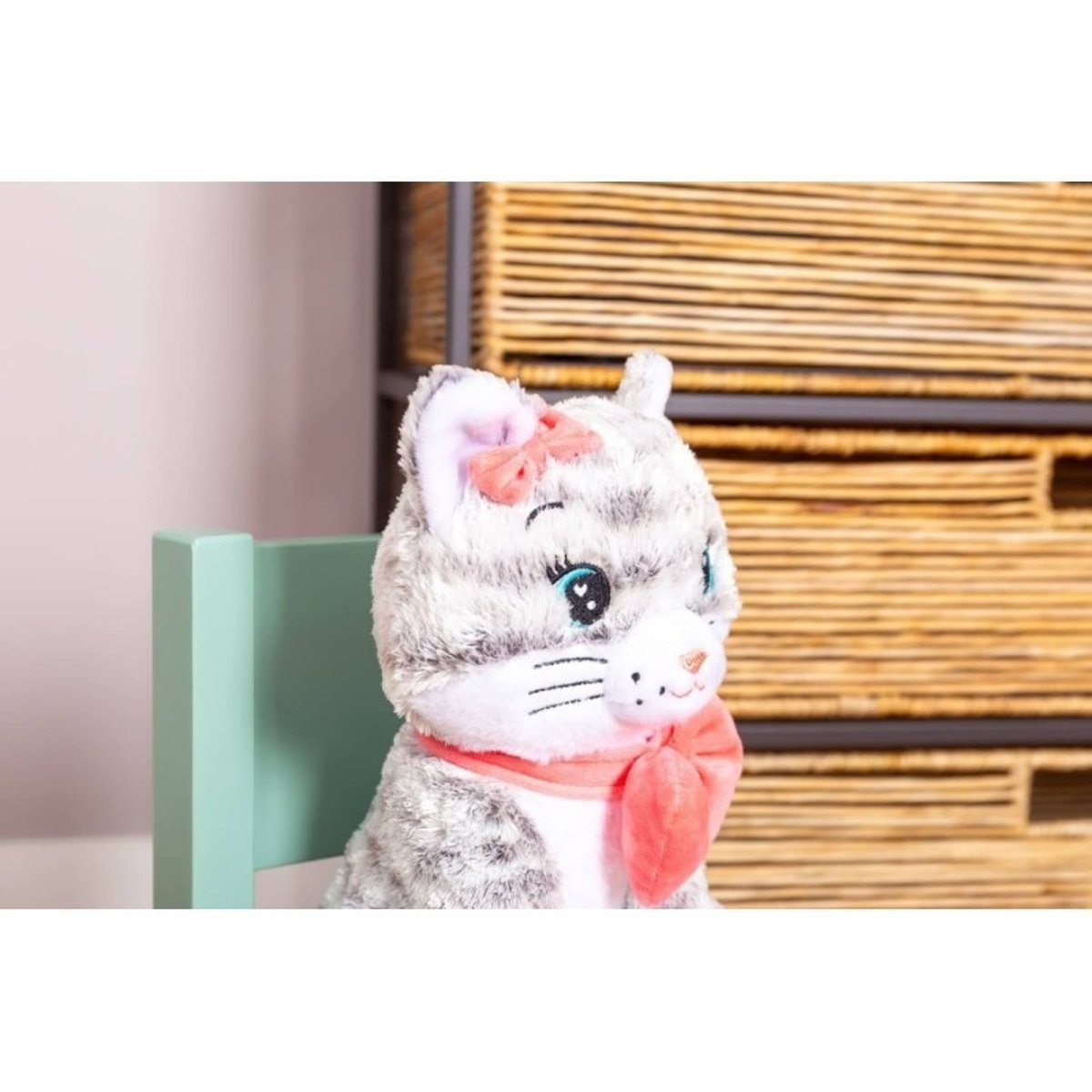 Veilleuse Moustache - Mon chaton lumineux et musical - 28cm gris et blanc, PIOUPIOU ET MERVEILLES