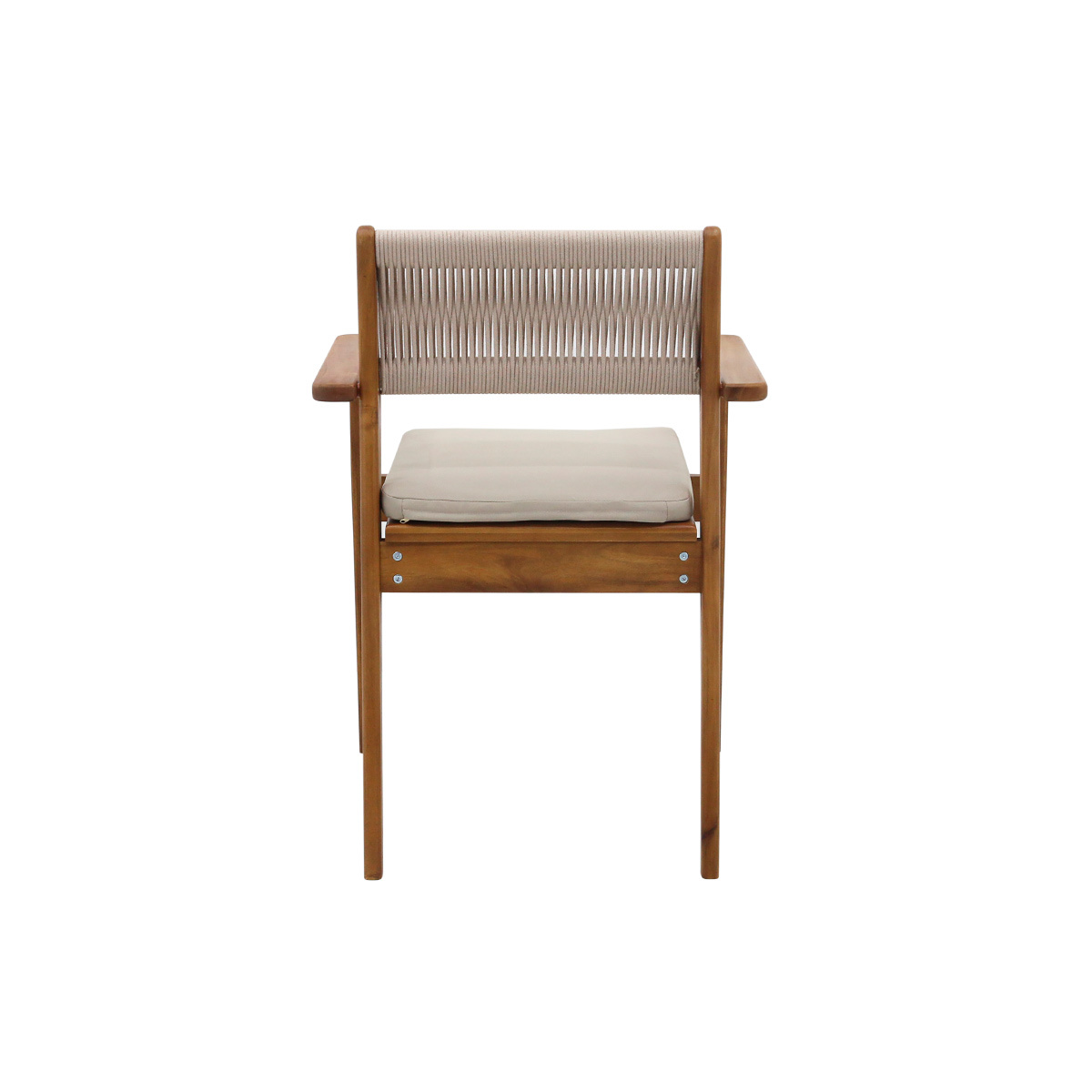 Fauteuils de jardin en bois massif et corde tressée (lot de 2) ZEPHYR taupe, MILIBOO