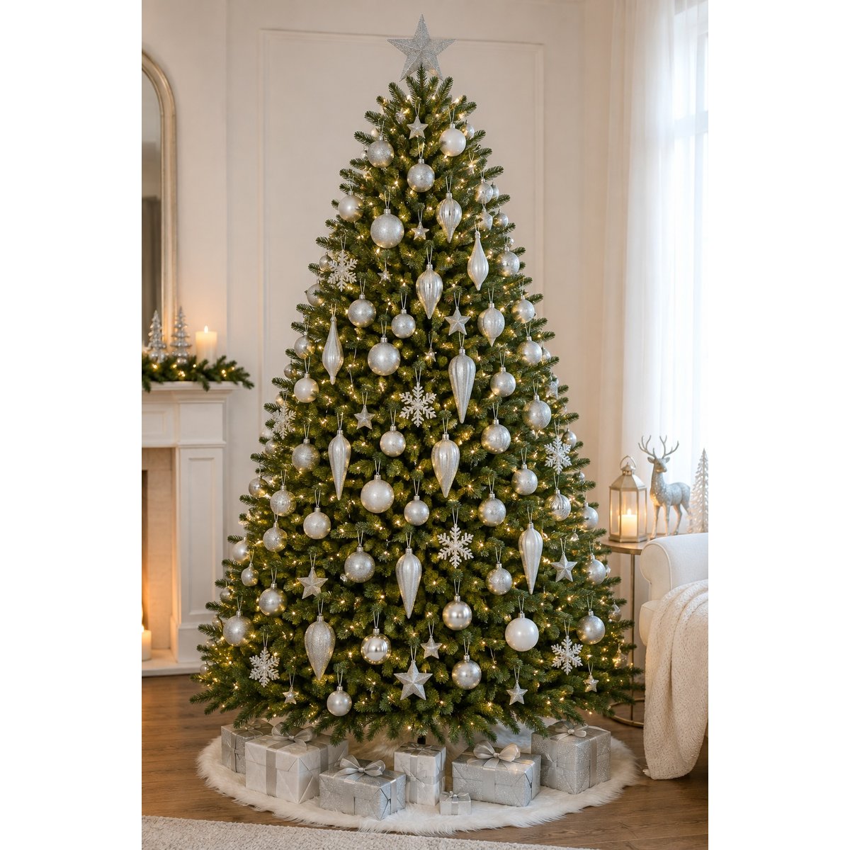 Lot de 2 suspensions de Noël en forme de glaçon – Argenté argent, EDEN