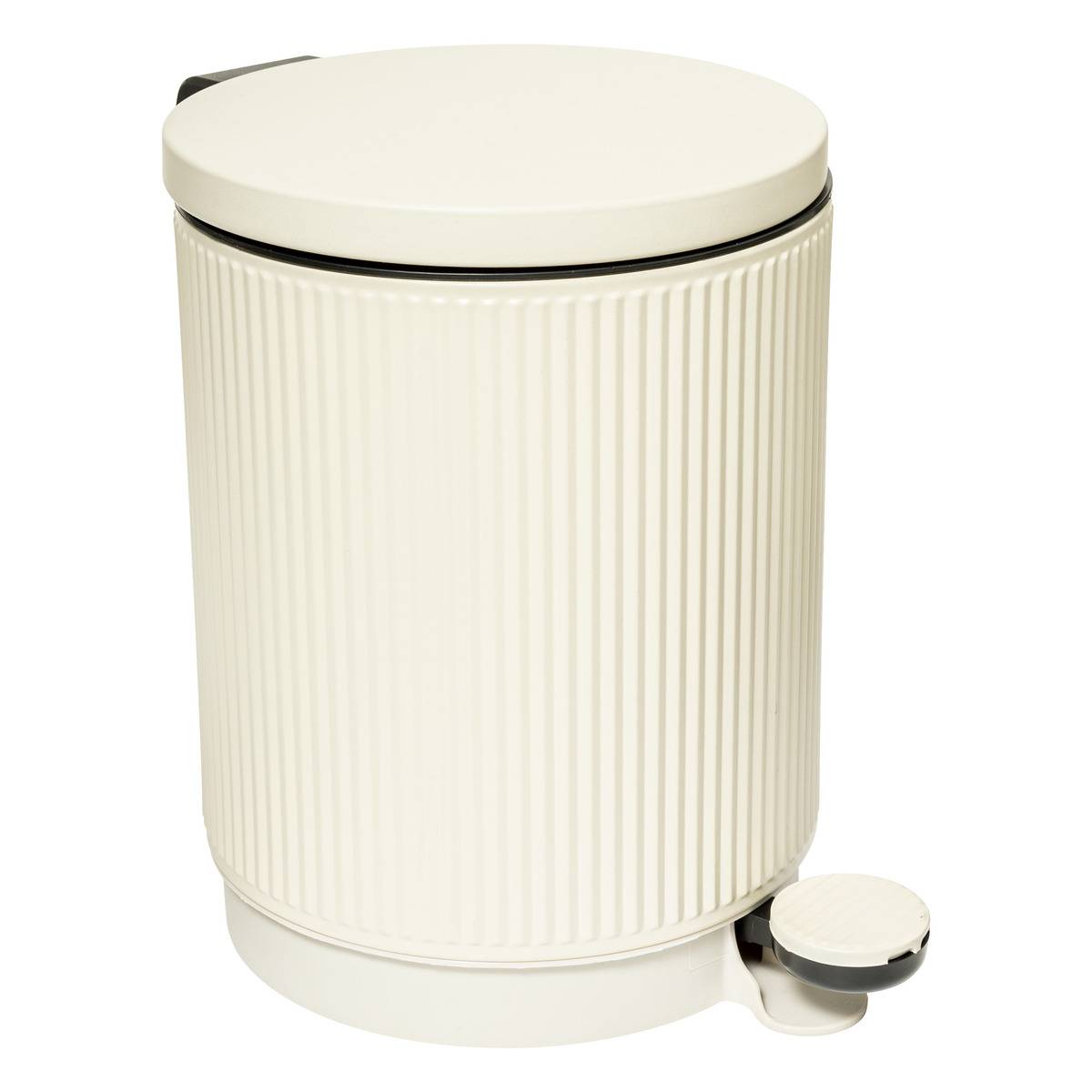 Poubelle salle de bain 5L design cannelé ONYX beige, 5FIVE SIMPLY SMART