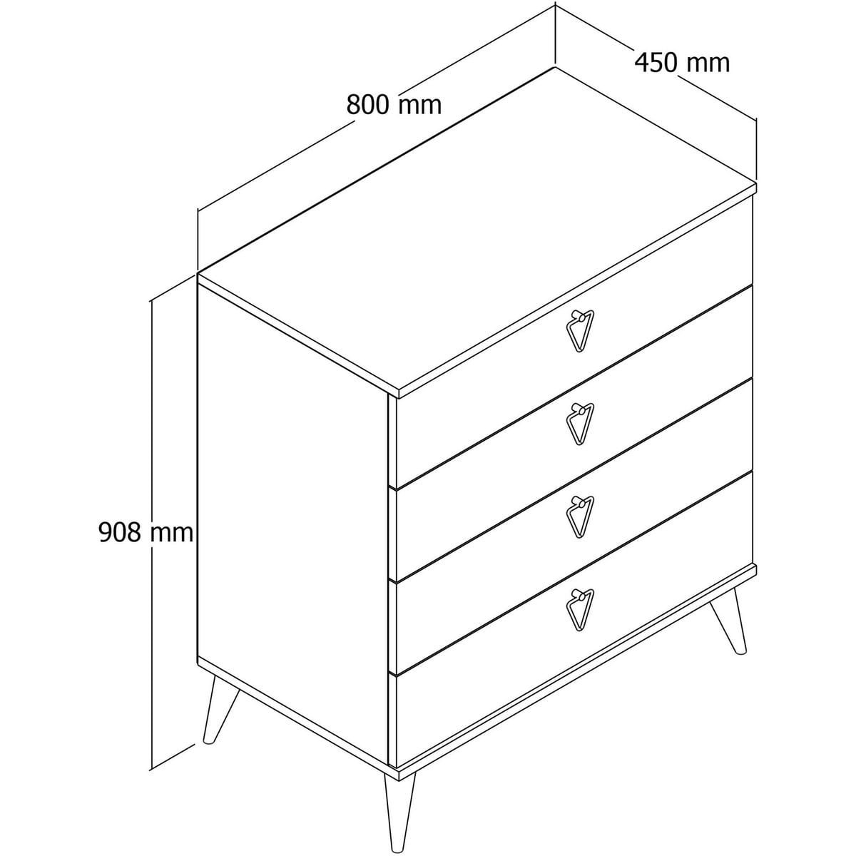 Commode 4 tiroirs - ARDEA chêne, HOMIFAB