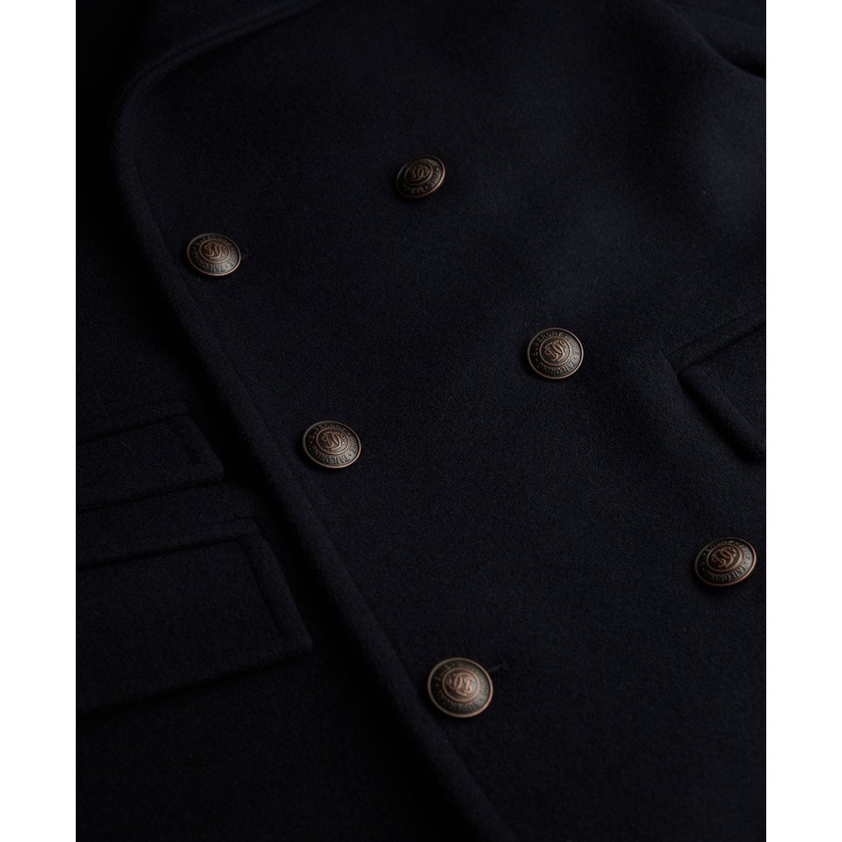 Manteau Long en Laine Mélangée - The Merchant Store bleu marine éclipse, SUPERDRY