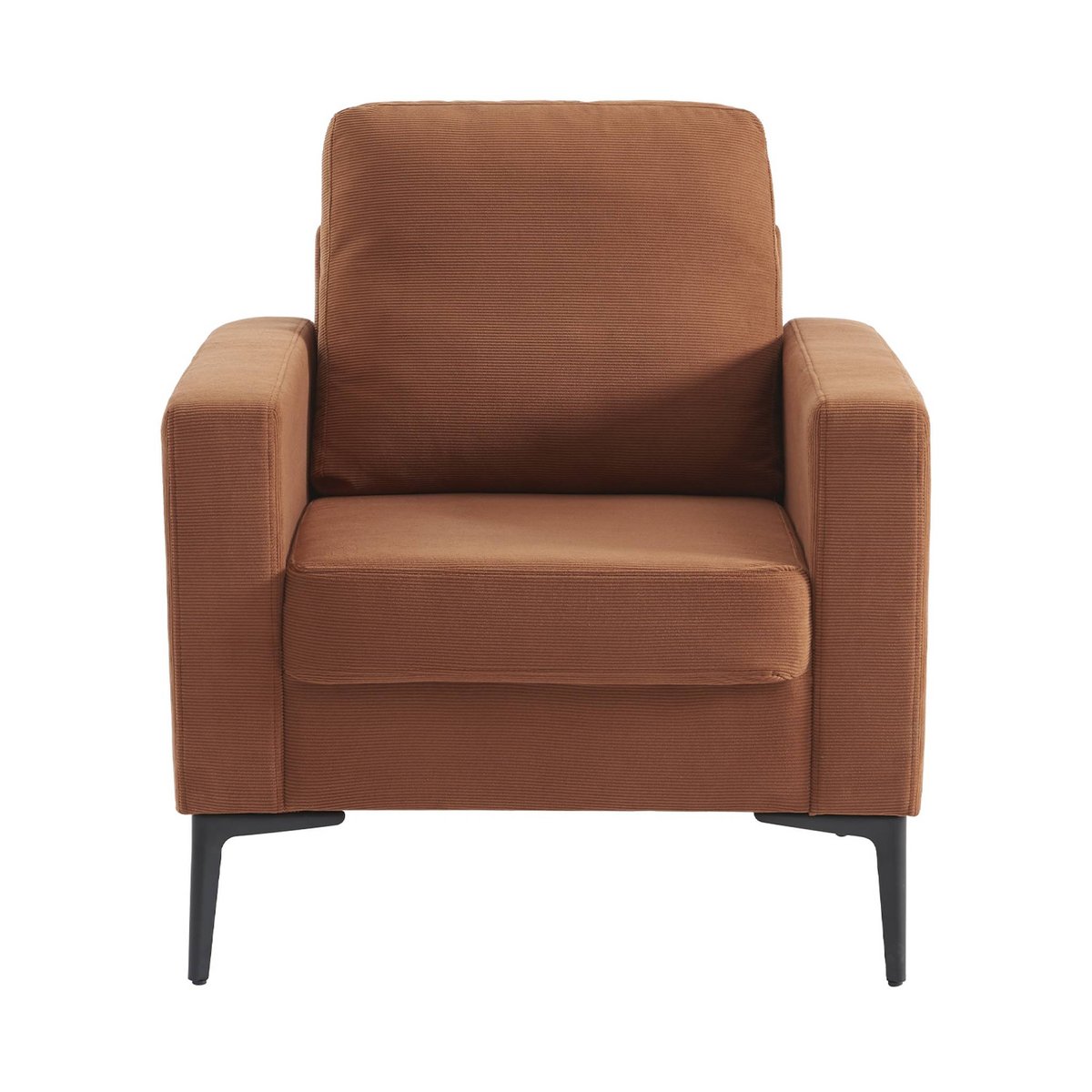 Fauteuil pieds métal velours côtelé BJORN terracotta, SWEEEK