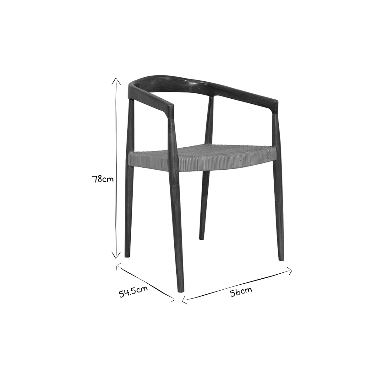 Chaise ethnique en bois teck massif et cannage rotin NEGARA marron, MILIBOO