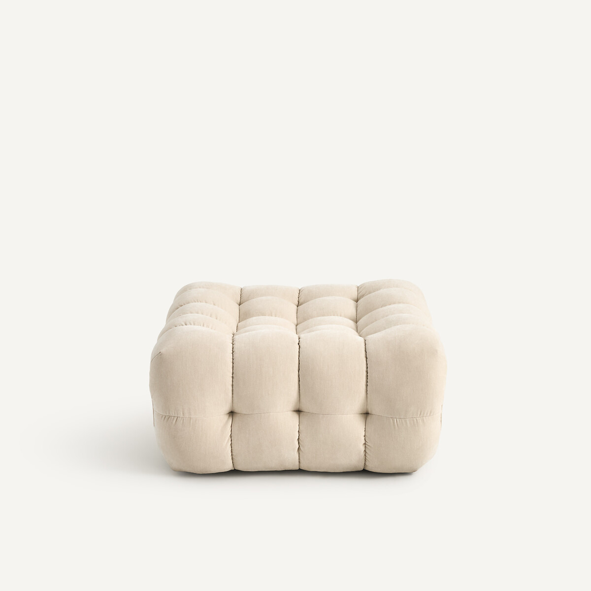 Repose-pieds modulable, capitonné, en velours, JUD ecru, AM.PM