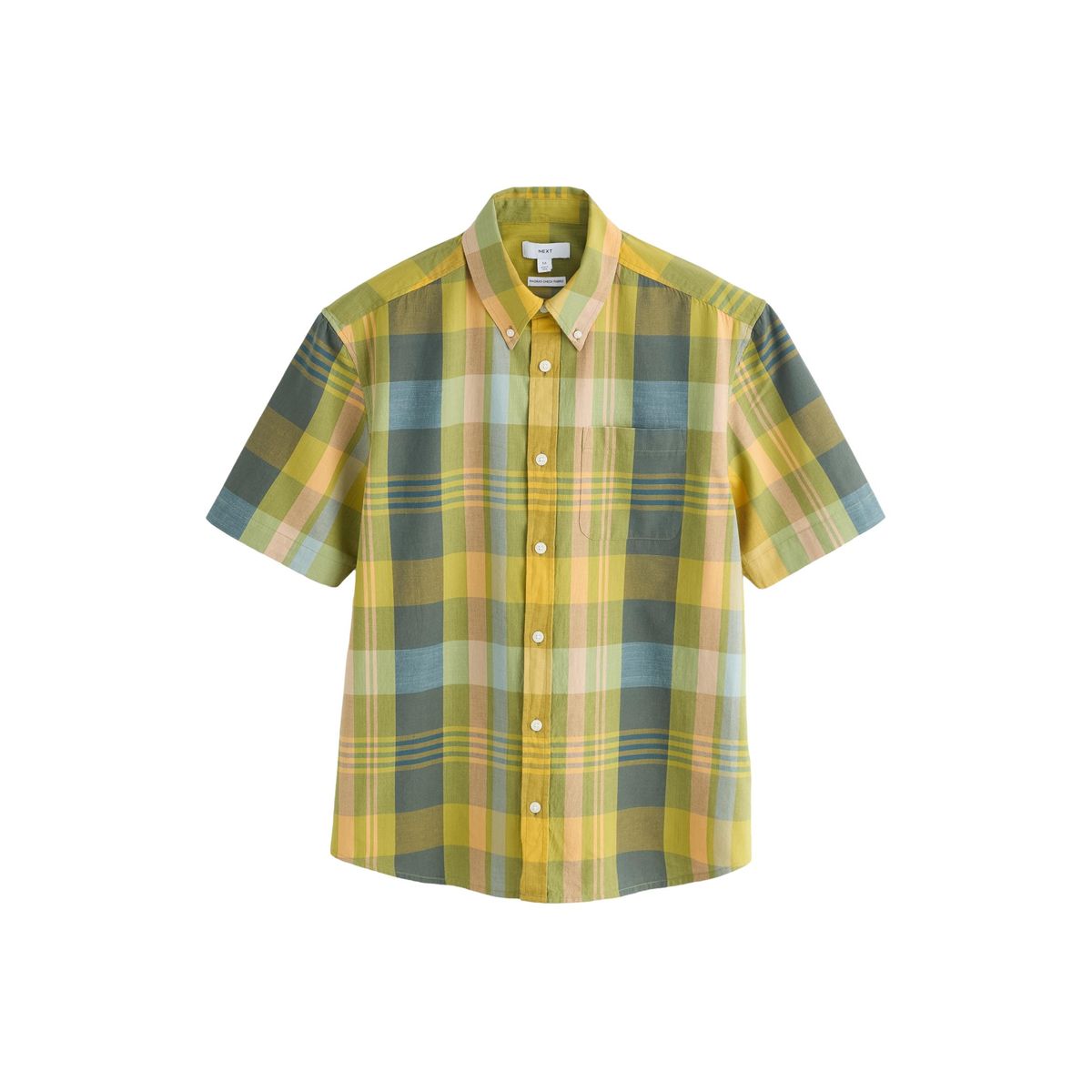 Chemise à manches courtes et carreaux madras jaune, NEXT