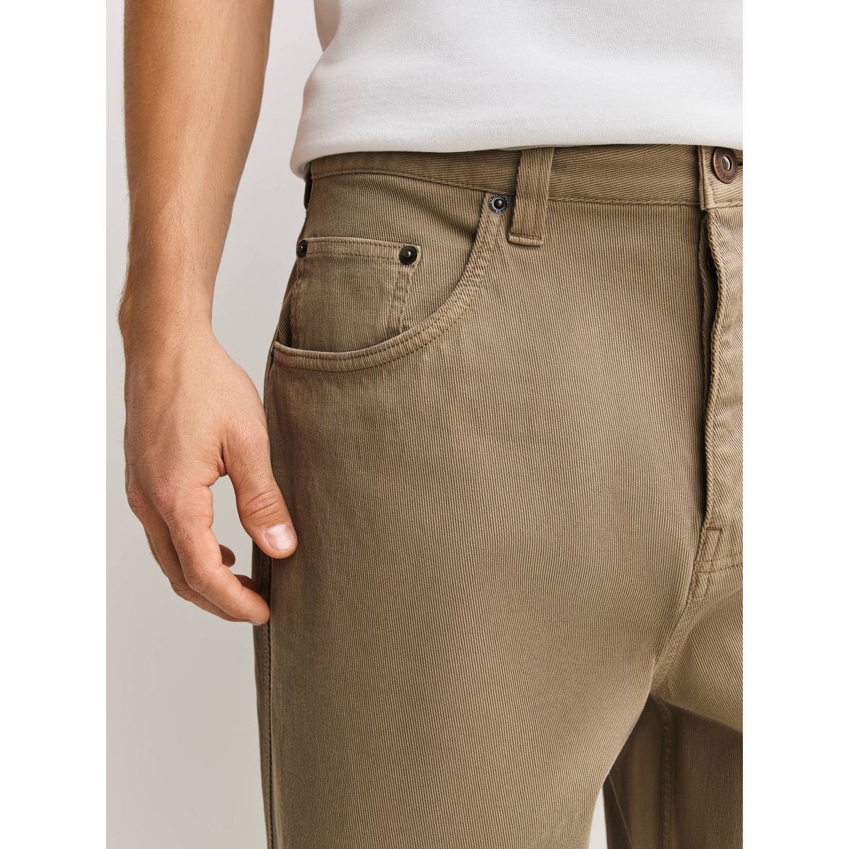 Pantalon à cinq poches en coton majoritaire sable, NEXT