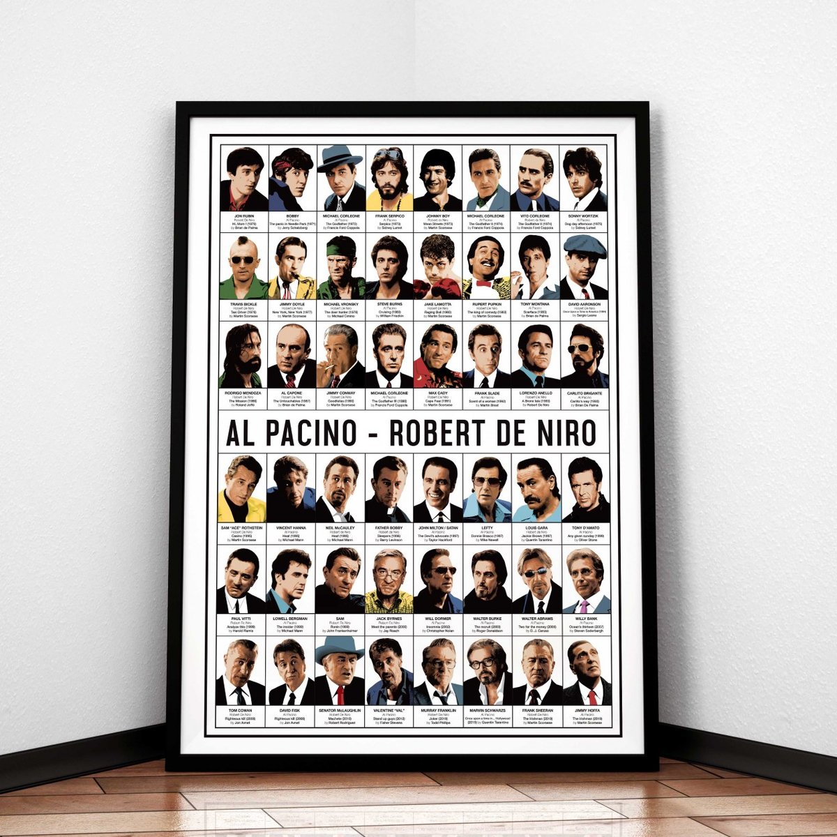 Affiche d'art - Al Pacino and Robert de Niro - Olivier Bourdereau affiche d'art, WALL EDITIONS