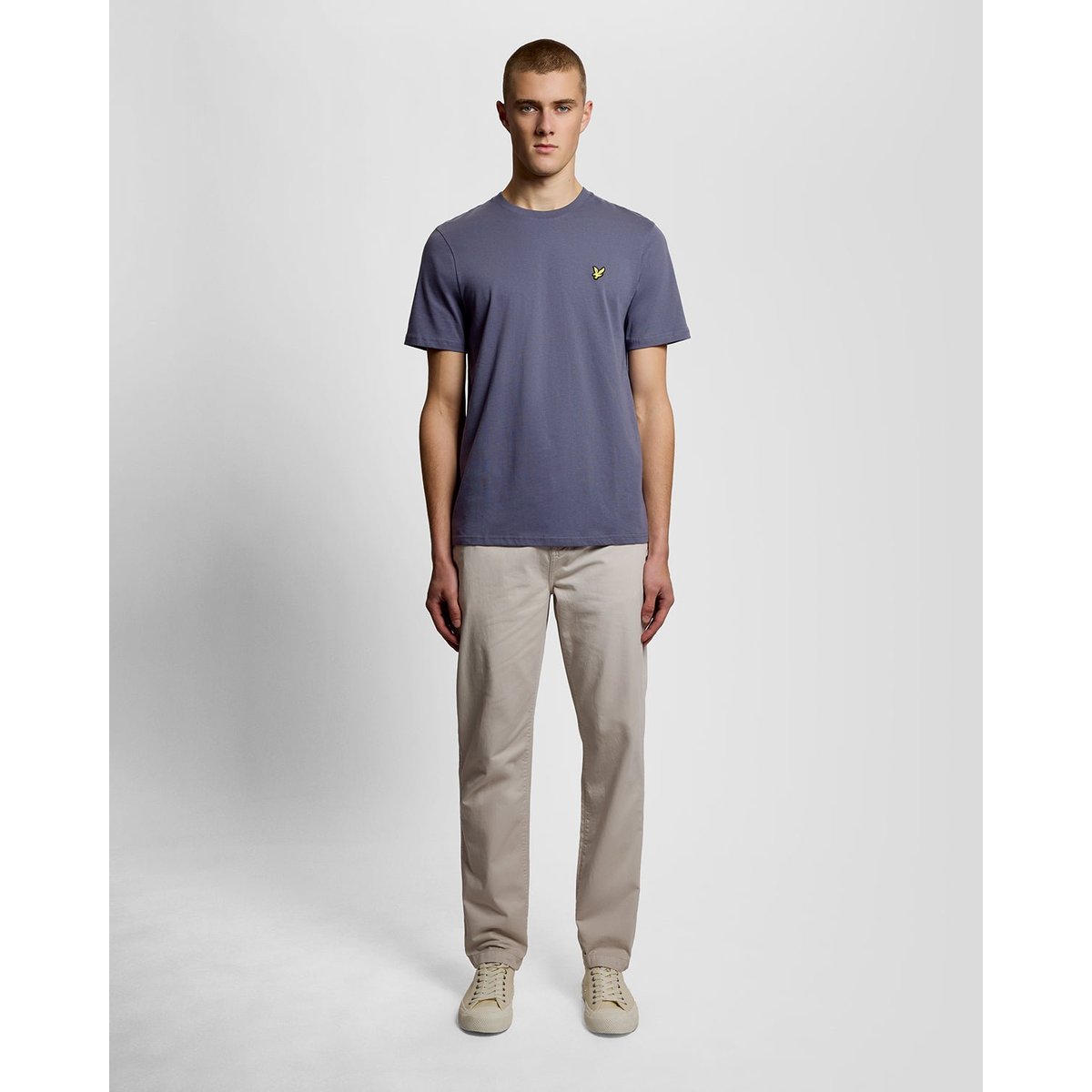 T-shirt en coton col rond grise pierre, LYLE & SCOTT