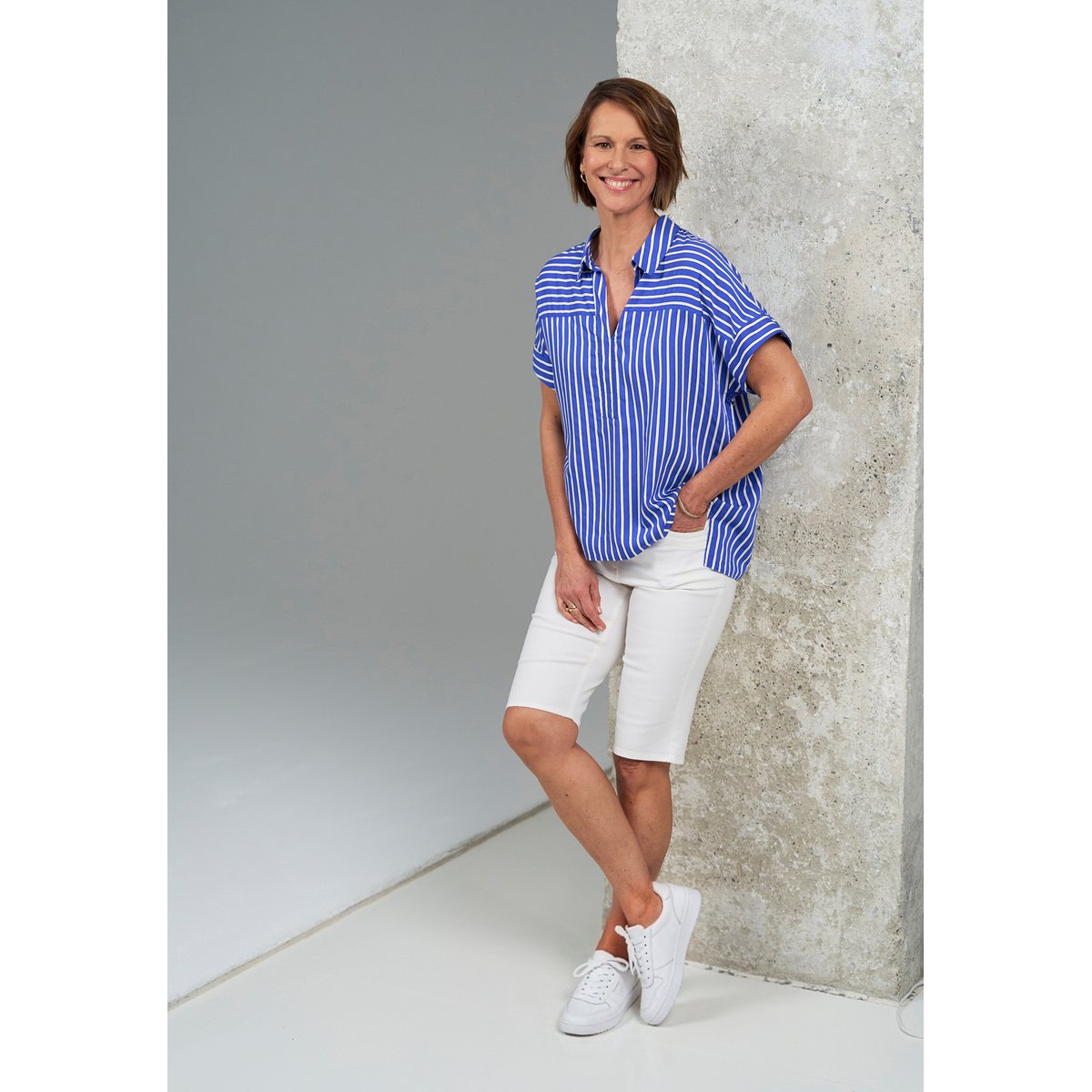 Chemisier à rayures à col bleu/blanc, BETTY BARCLAY