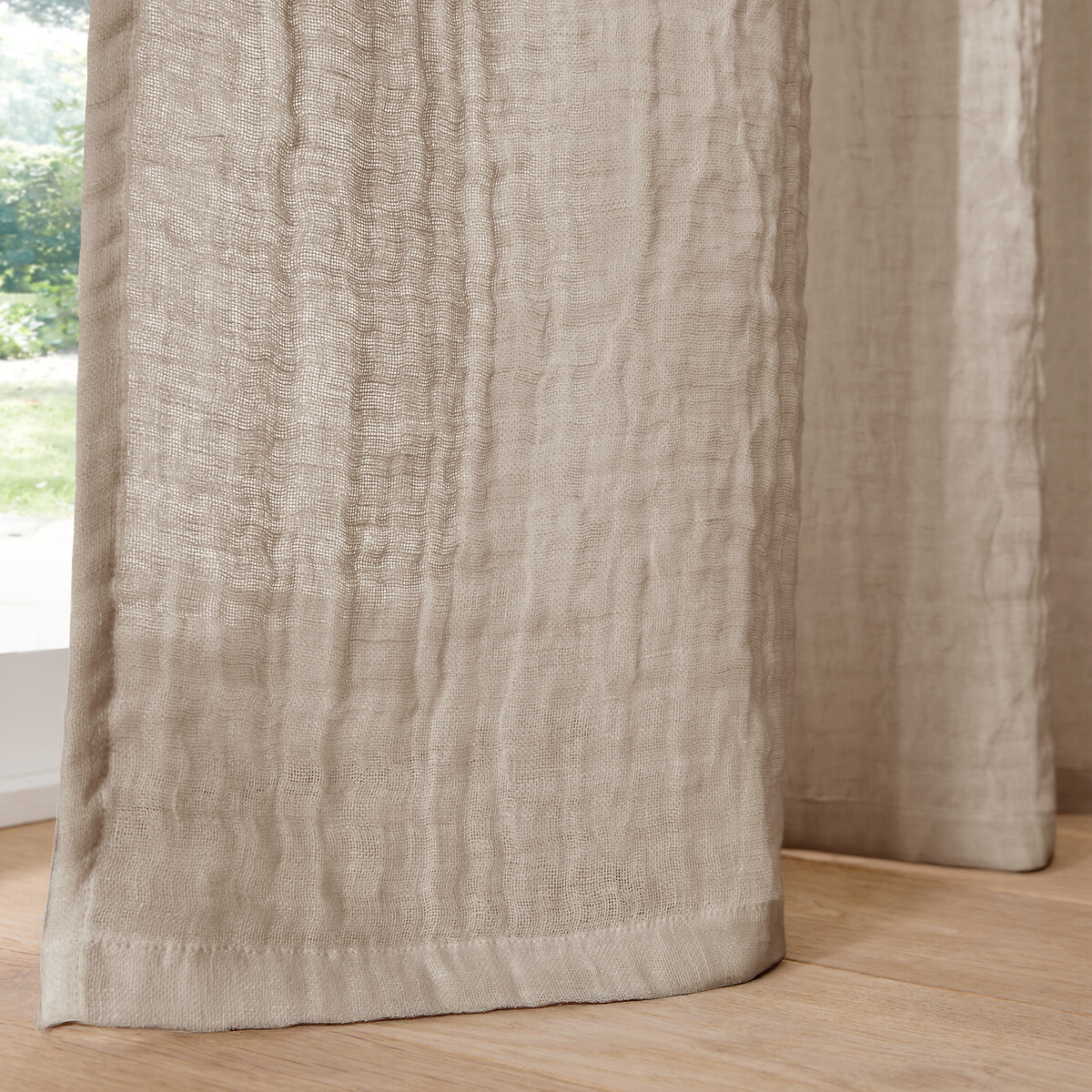 Tenda in garza di cotone e lino, con passanti nascosti, ELKI naturale  , LA REDOUTE INTERIEURS