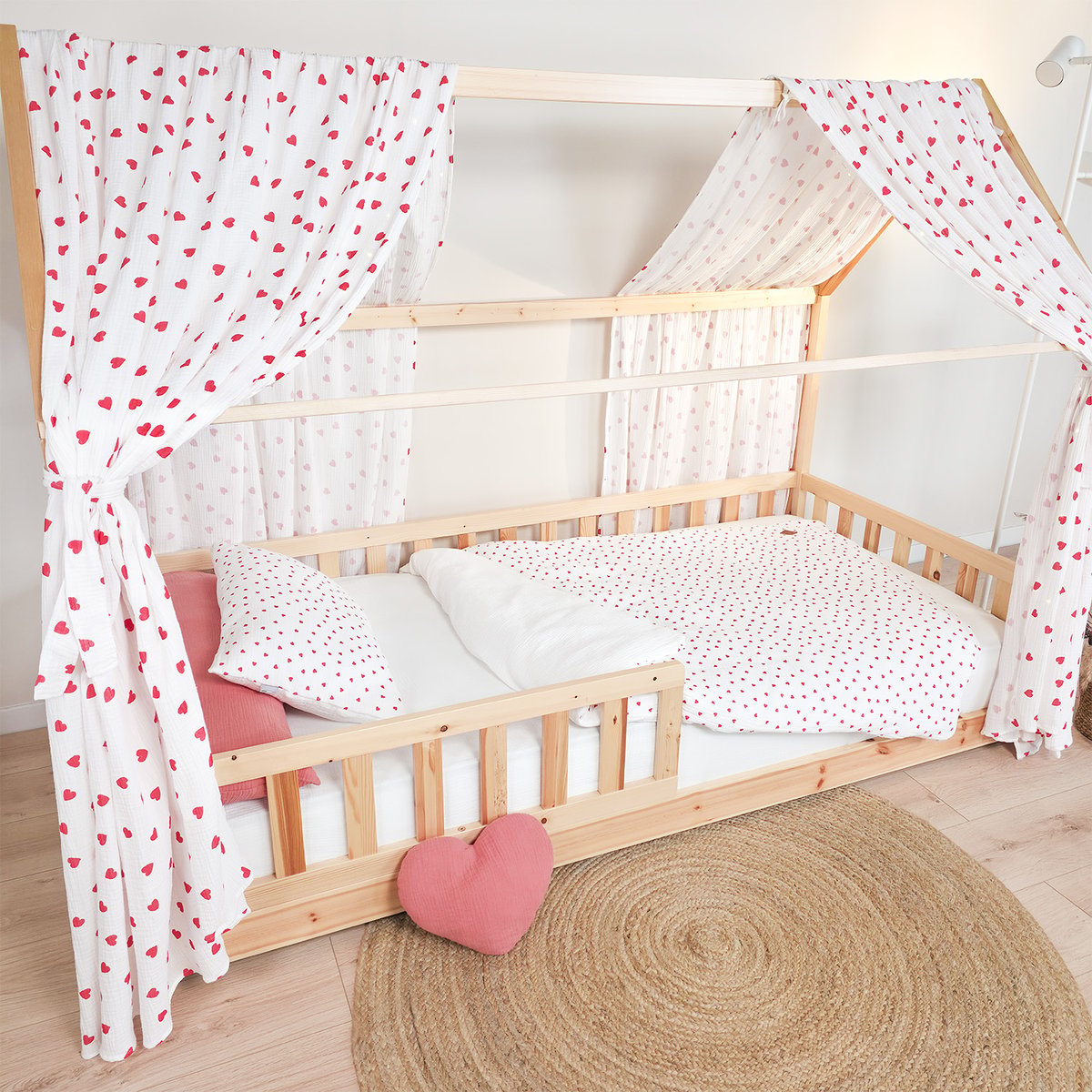 Parure de lit réversible en gaze de coton LOVIO rouge, SEVIRA KIDS