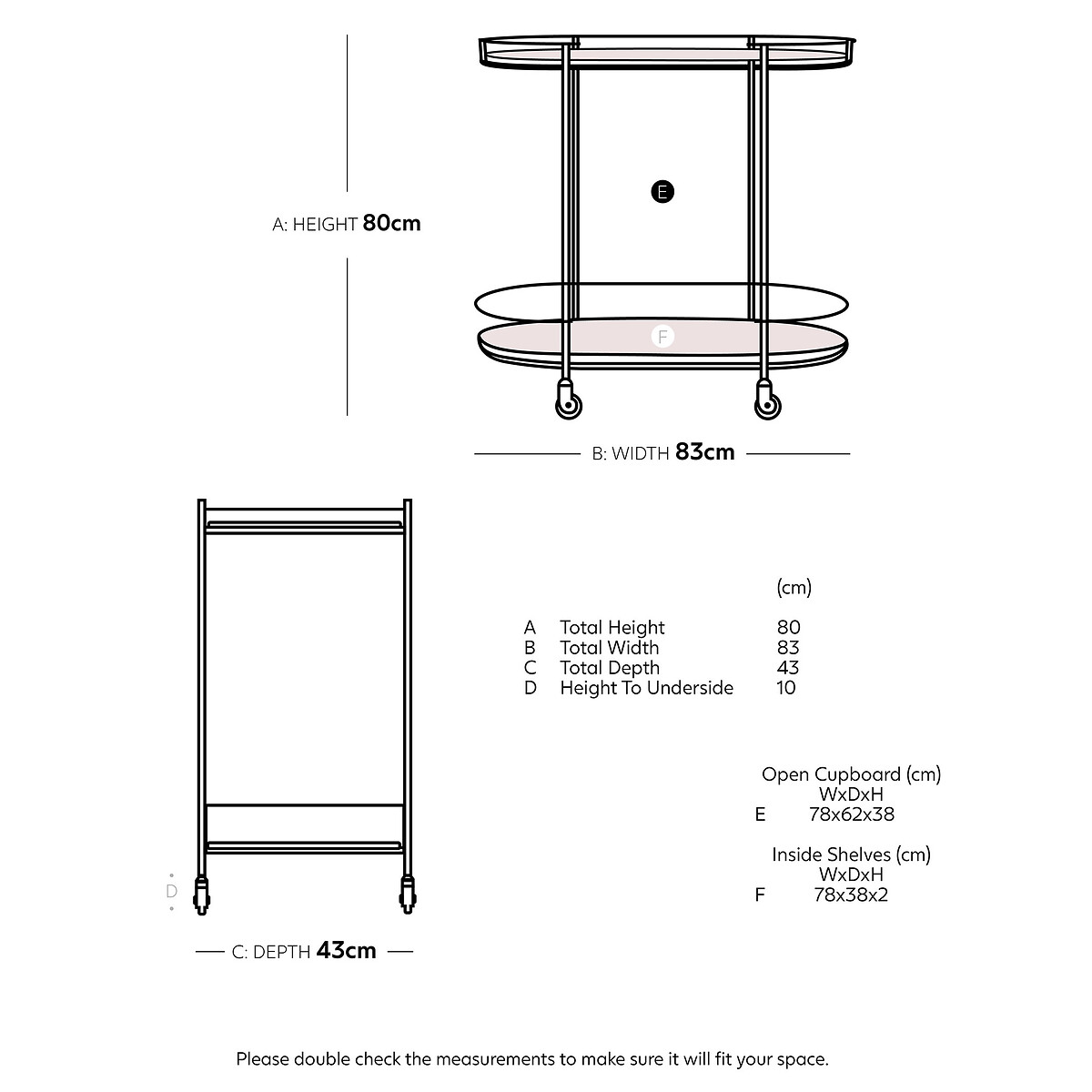 Cartizze Black Marble Trolley black, SWOON