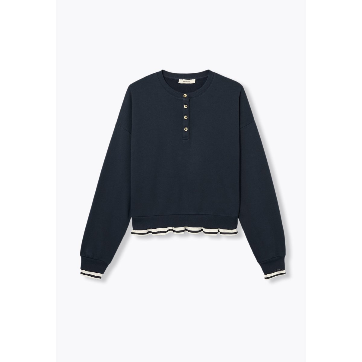 Sweat-shirt à effet superposé marine, PROMOD