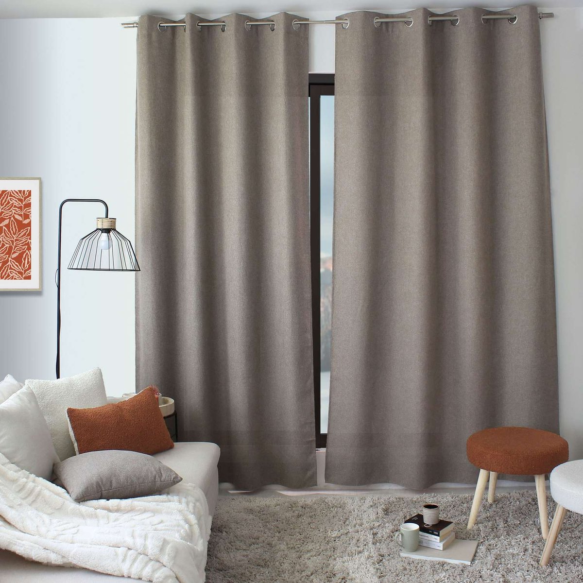 Rideau en velours chenillé taupe, TOILINUX