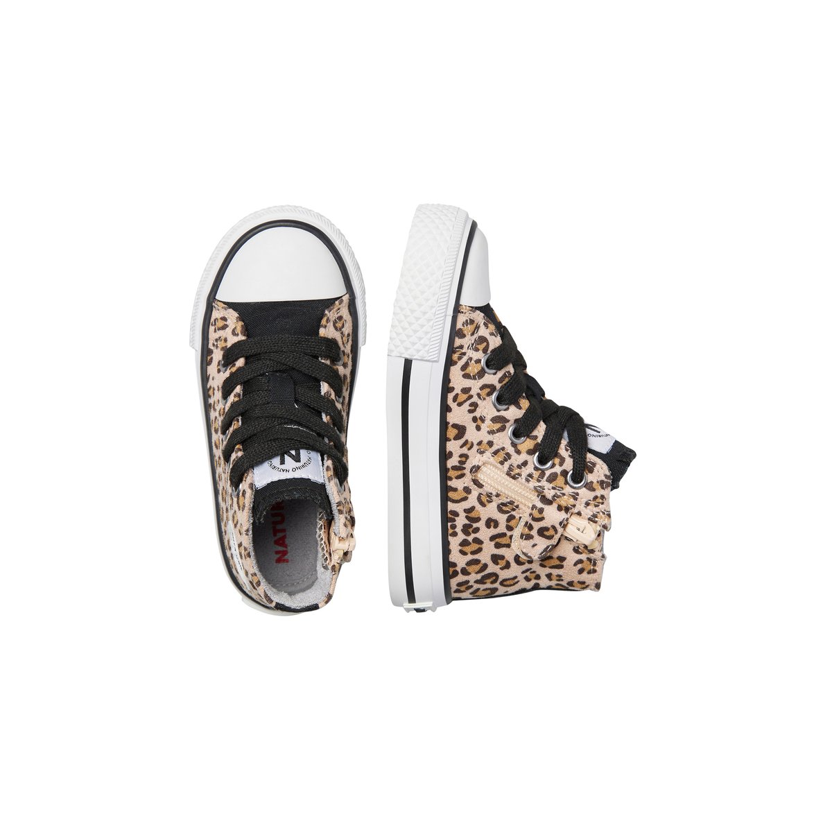 Baskets en tissu imprimé leopard YLFAS. beige-noir, NATURINO