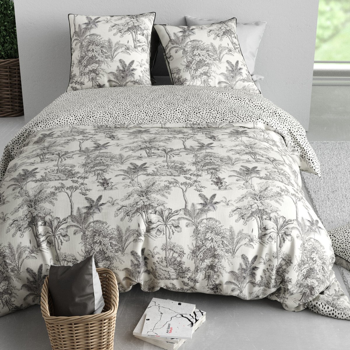 Parure housse de couette avec taie(s) en coton imprimée, Fauve noir, C DESIGN HOME TEXTILE