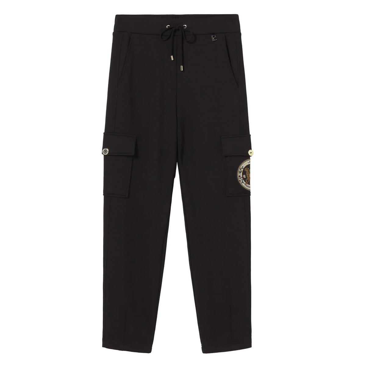 Pantalon cargo à cordon et écusson aviateur noir, LOLA CASADEMUNT