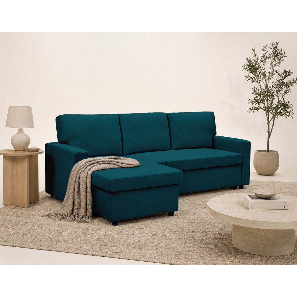 Canapé d’angle réversible convertible 4pl, MEIYA bleu, BEST MOBILIER