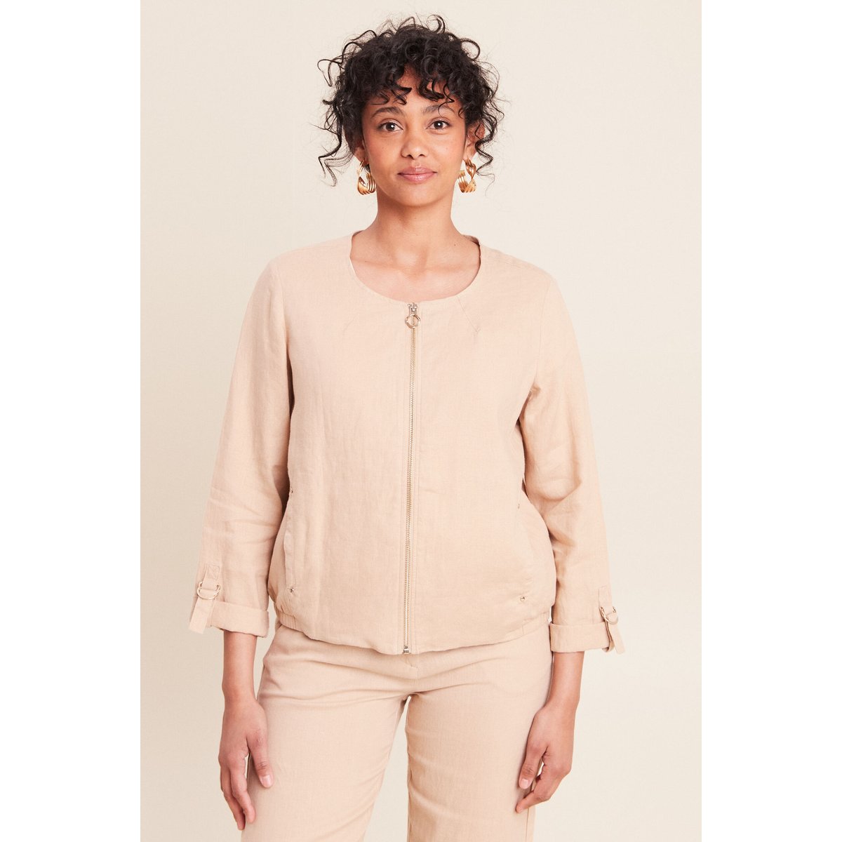 Veste bas resserré aspect lin sable, BREAL