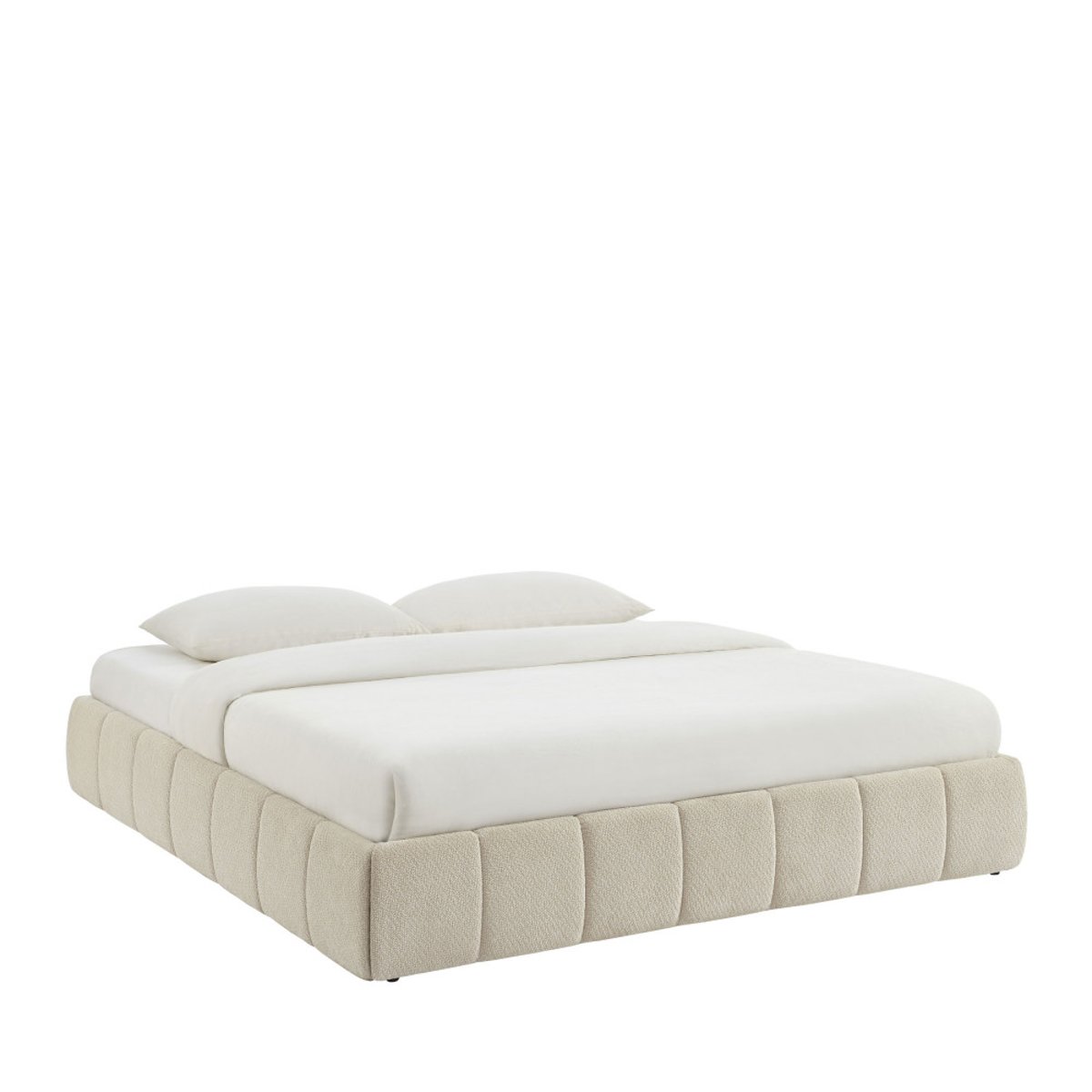 Lit coffre en tissu chenille 180x200cm- ROMEO beige, DRAWER