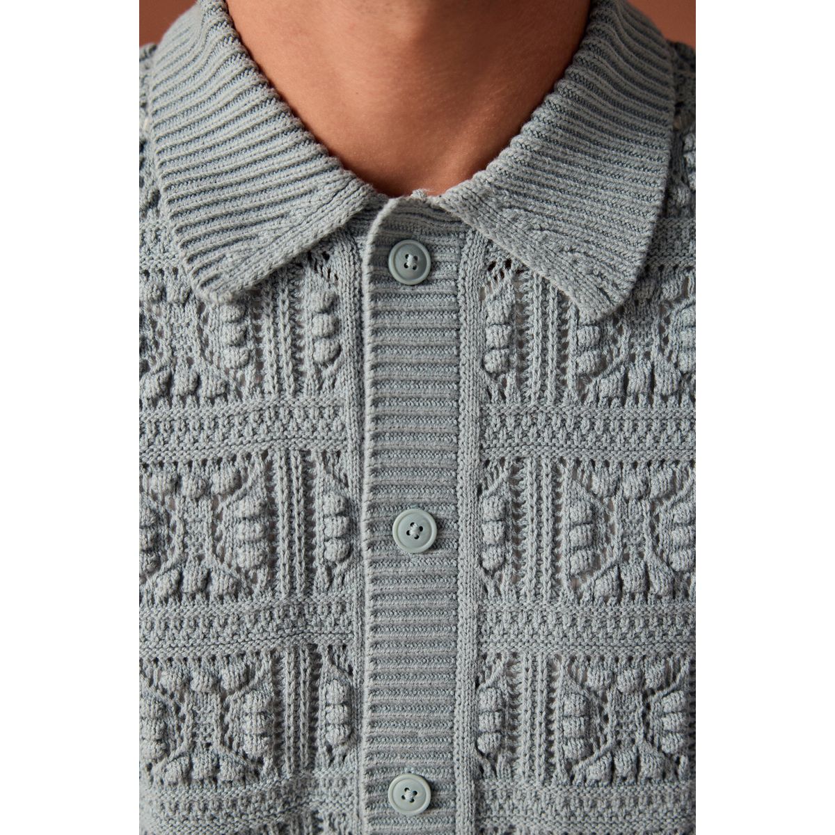 Polo avec manches courtes et fleurs bleu clair, NEXT