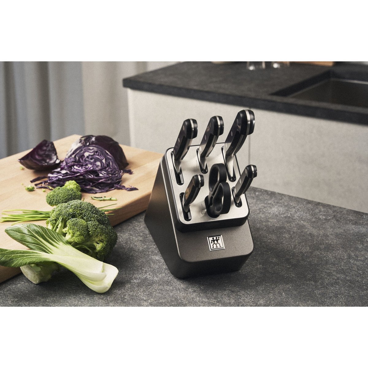 Bloc de couteaux avec technologie KiS 7 pièces argent et noir, ZWILLING