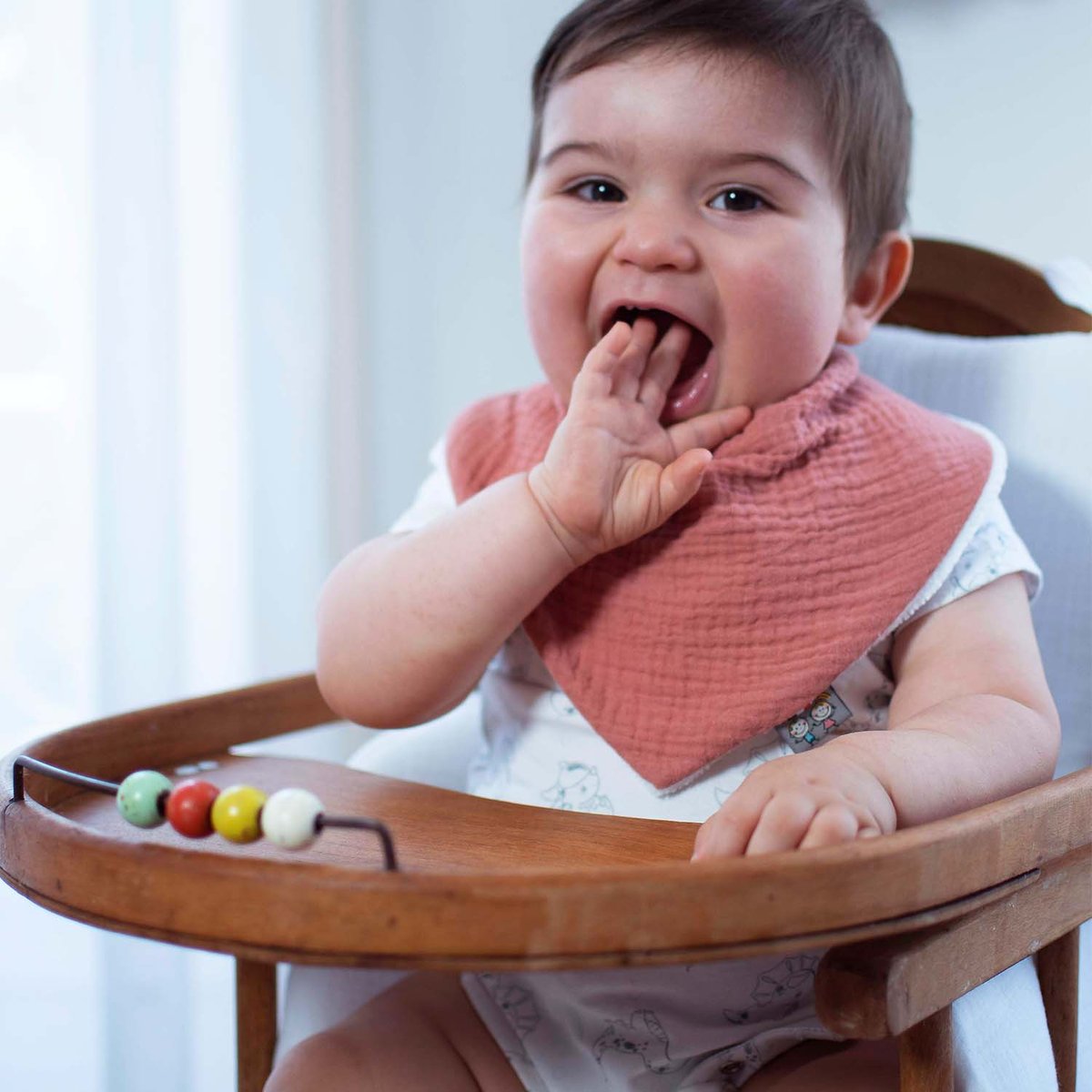 Bavoir bandana en coton et bambou SIDONIA sidonia, beige, écru, blanc, SEVIRA KIDS
