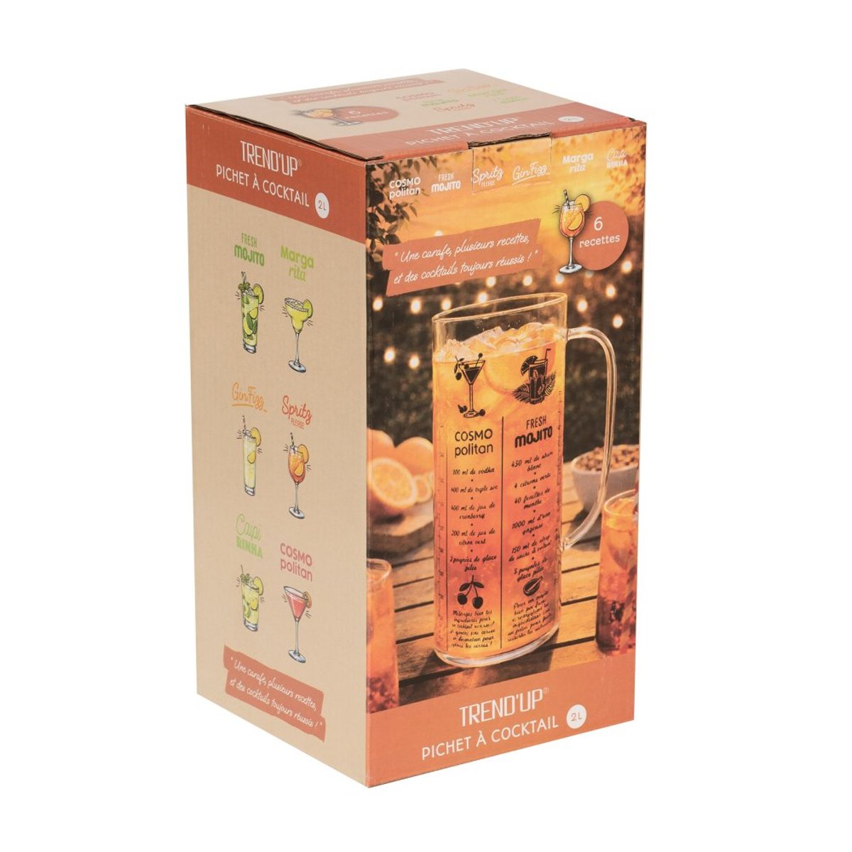 Pichet à cocktail 2L transparent / cristal, TREND'UP