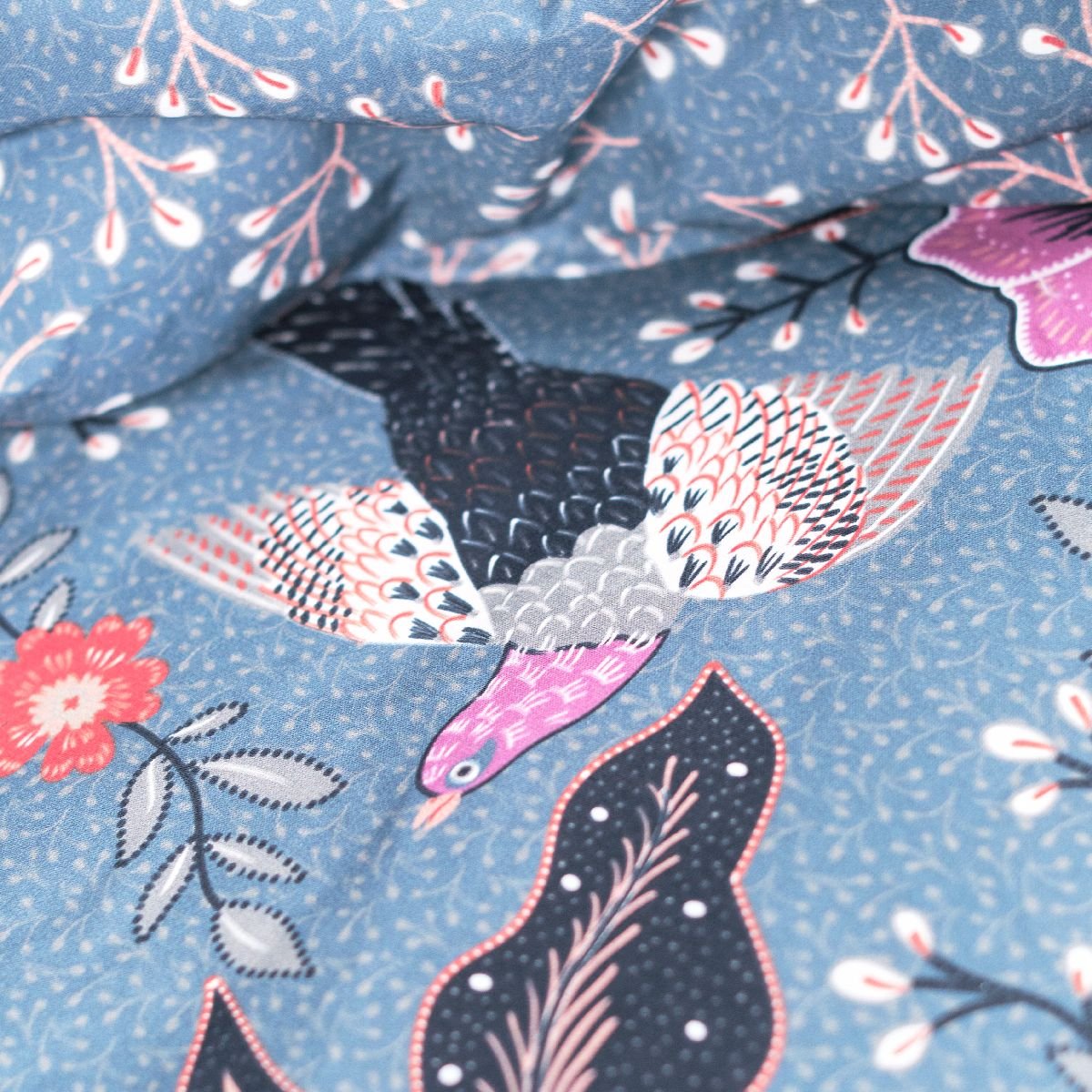 Parure de lit imprimé Floral coton SUNSHINE RYM bleu, TODAY
