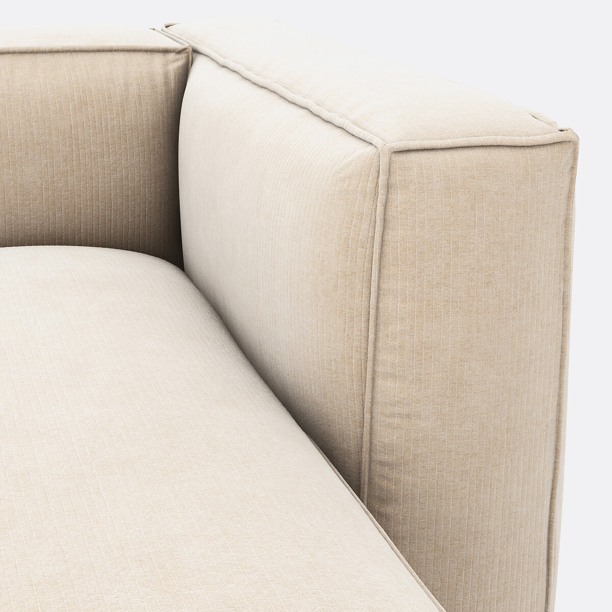 Canapé modulable d'angle droit, en velours côtelé vintage, SEVEN ecru, LA REDOUTE INTERIEURS