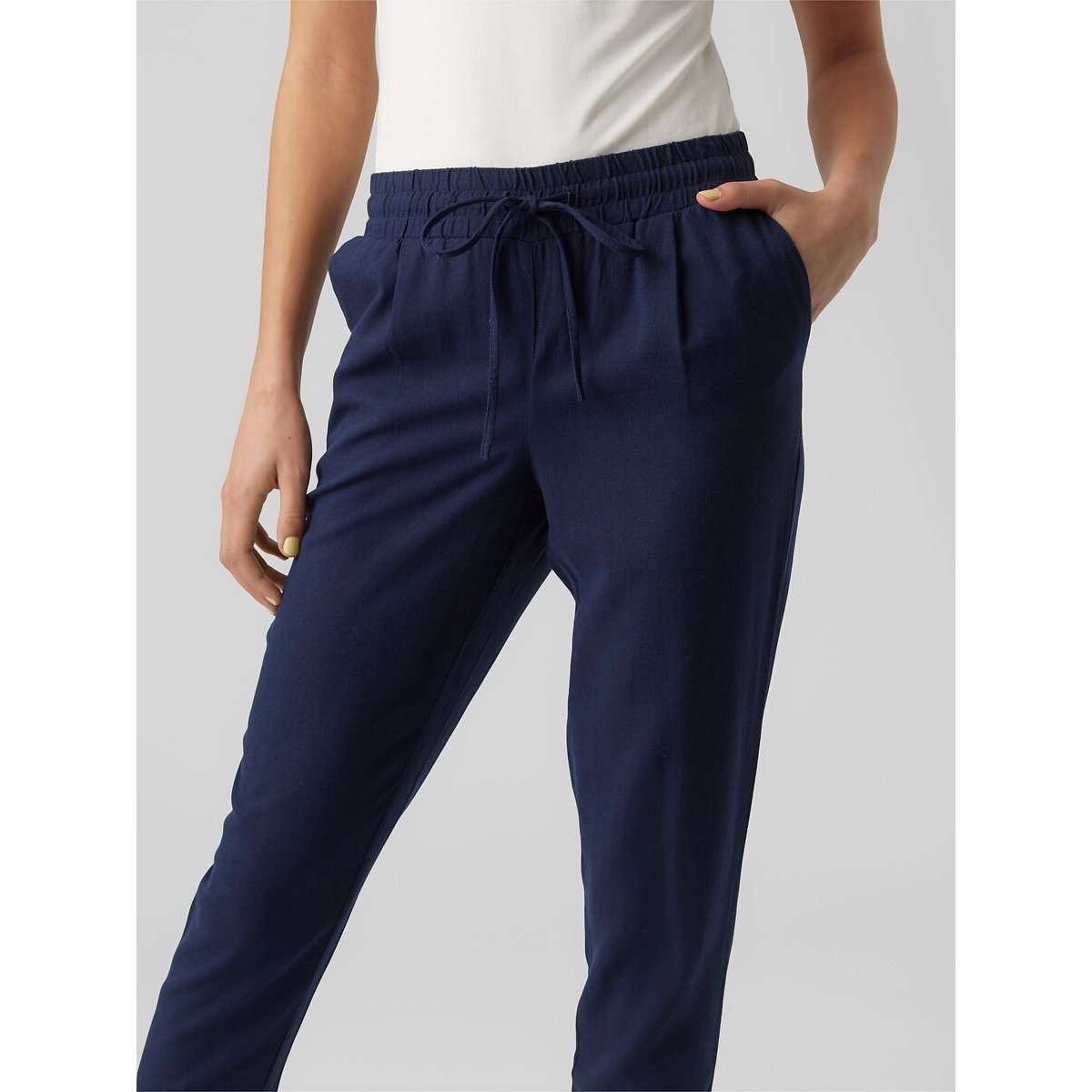 Straight Ankle Grazer Trousers navy blue, VERO MODA