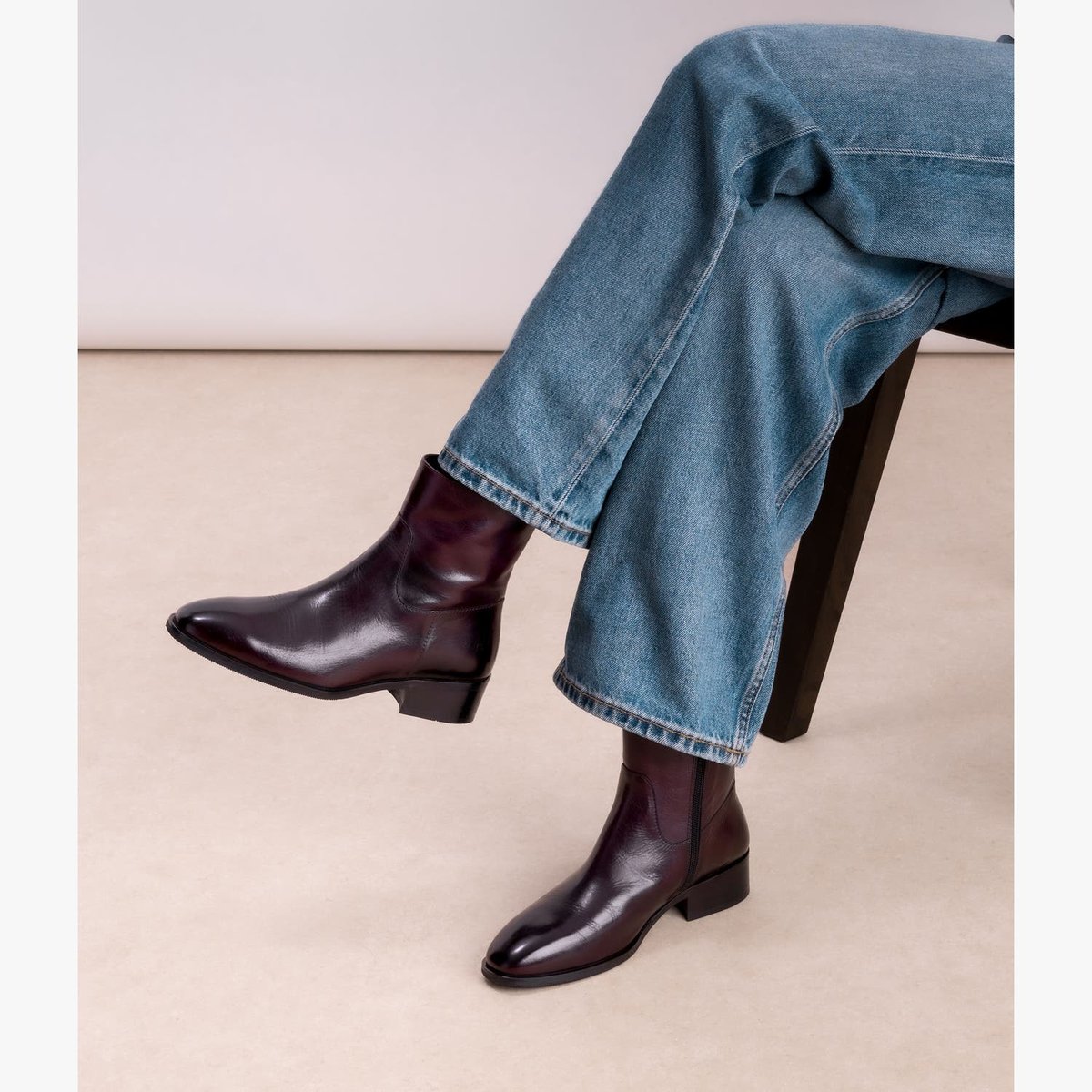 Boots À Talon en cuir MAGGIE violet pourpre, BOCAGE