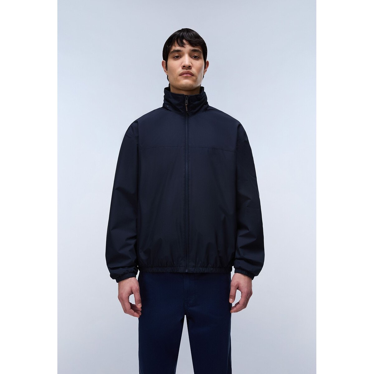 Veste à capuche dans le col montant bleu marine, NAPAPIJRI