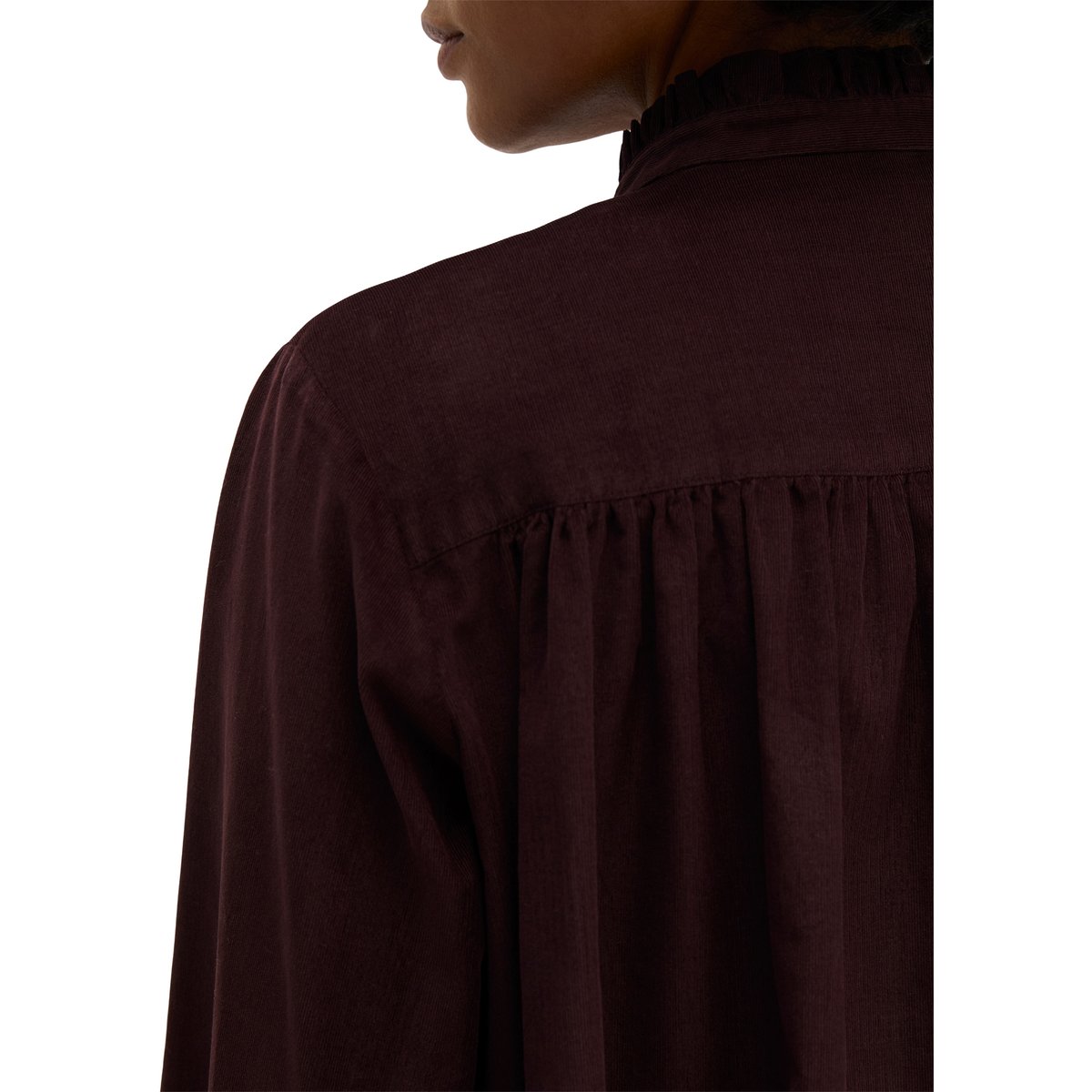 Blouse à volants regular en qualité velours côtelé rouge, MARC O'POLO