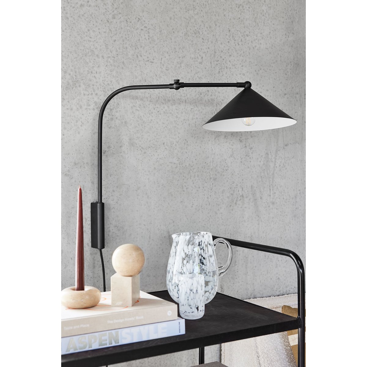 Serre-livres rond en marbre avec motif rond LIVING marron, OYOY LIVING DESIGN
