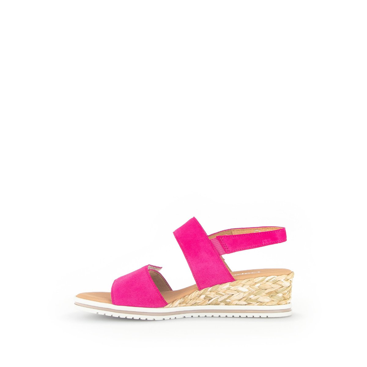 Sandales en cuir velours à talon compensé pink velours, GABOR
