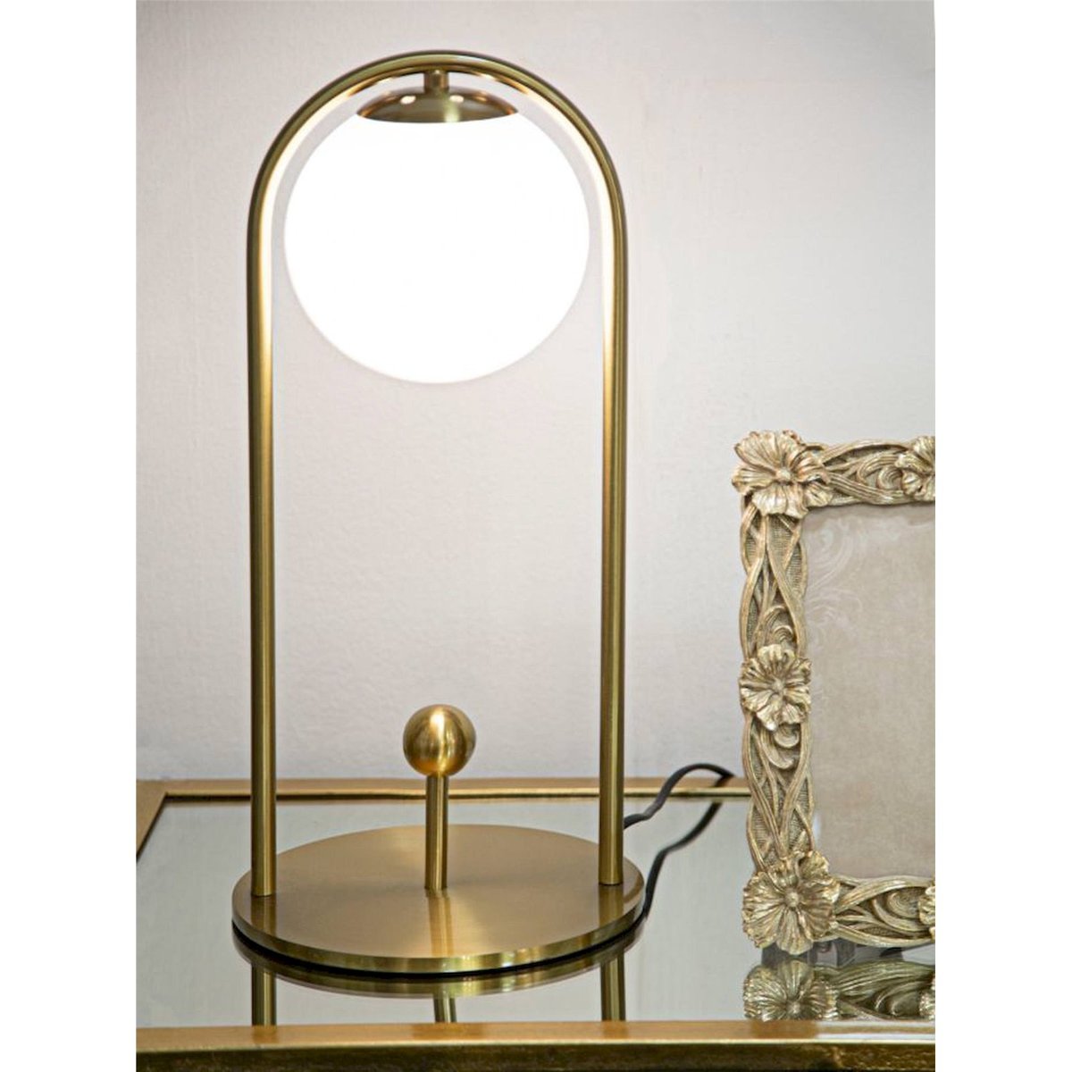 Lampe à poser arche en fer et verre GLAM doré et blanc, RECOLLECTION