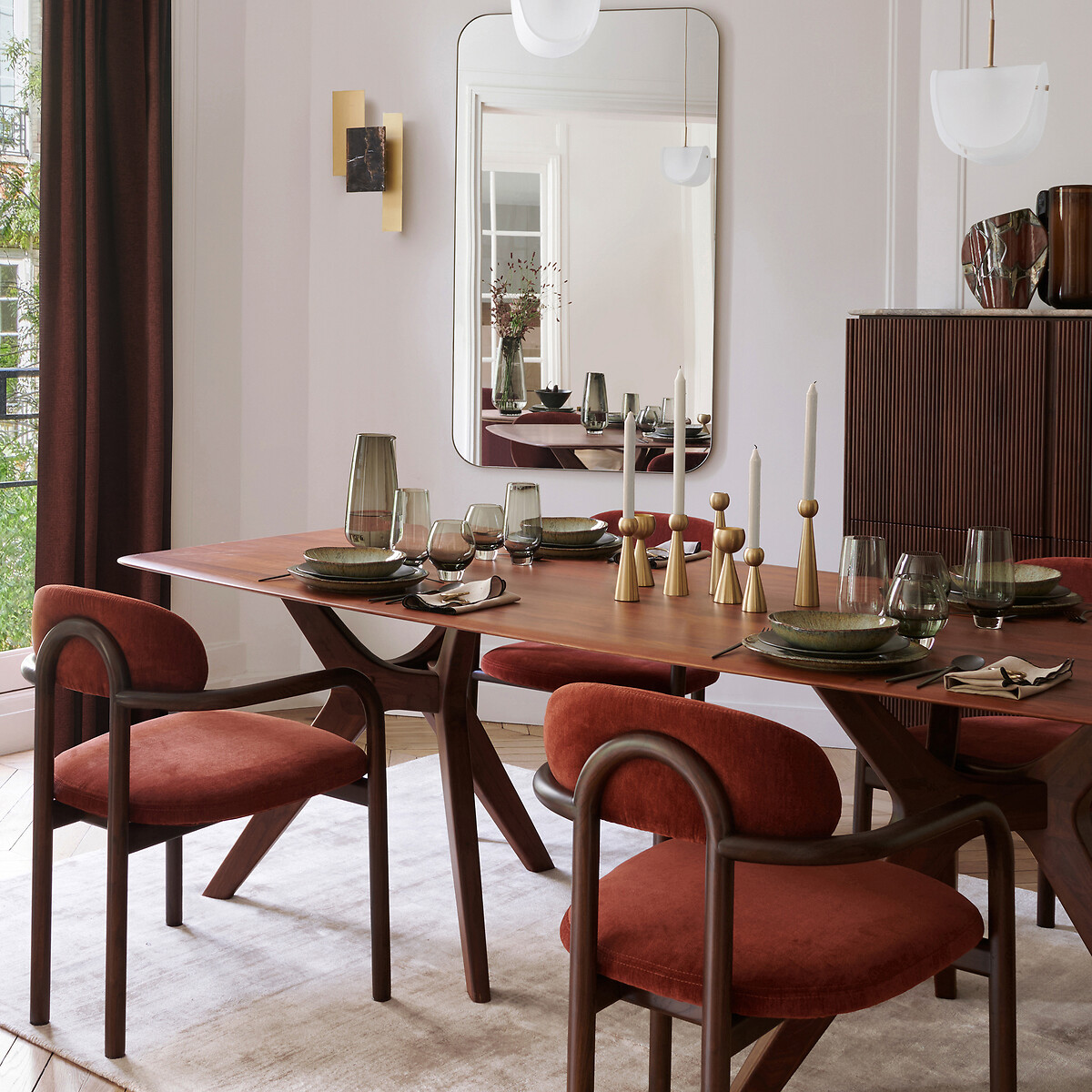 Meuble bar noyer, plaqué noyer et travertin, Jakto noyer, AM.PM