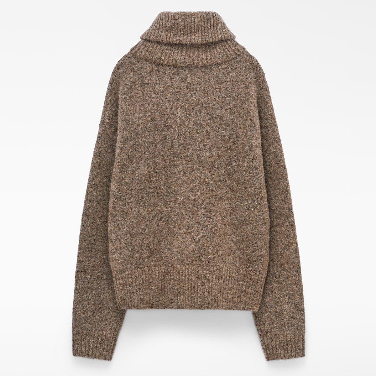 Veste avec alpaga à large col roulé taupe, ADOLFO DOMINGUEZ