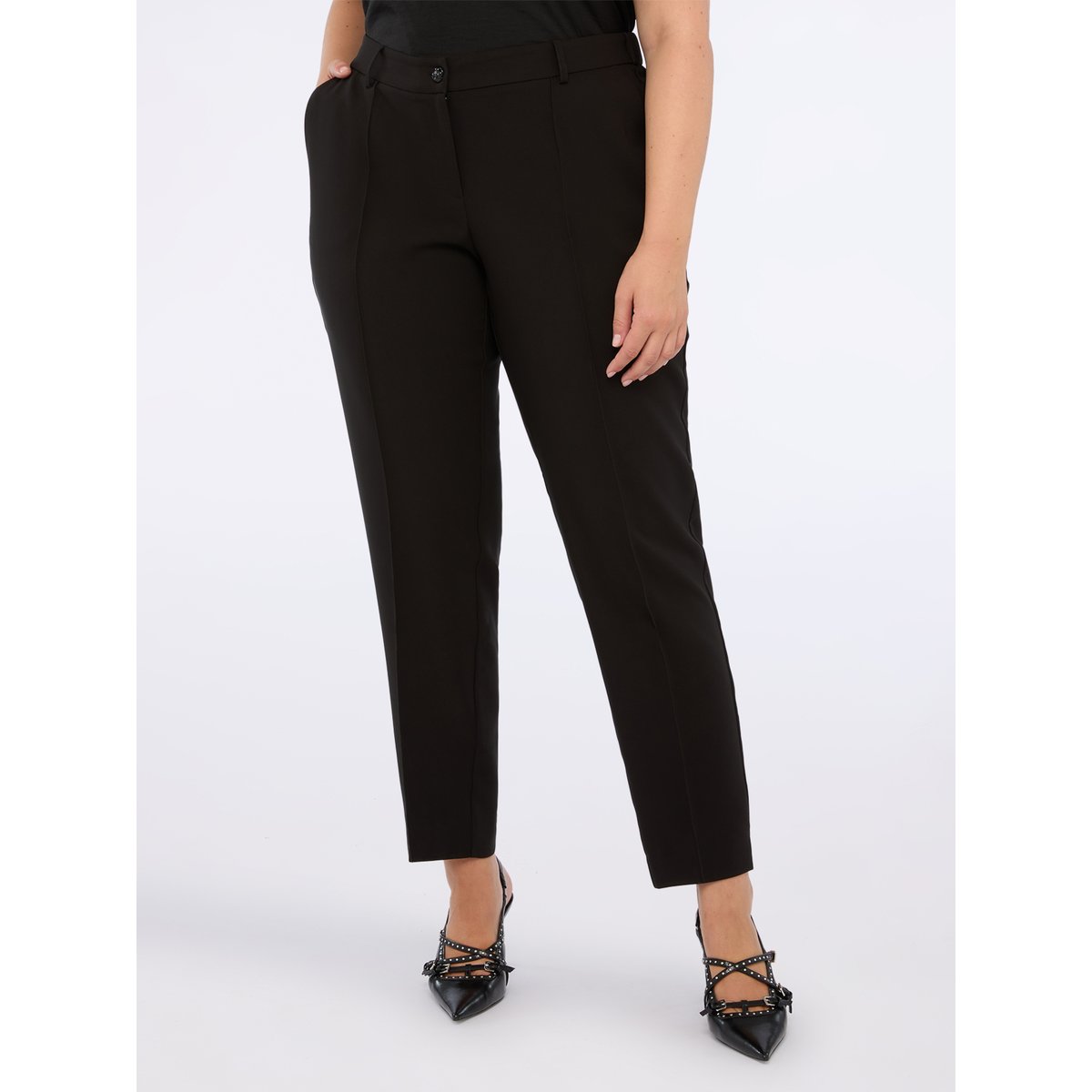 Pantalon New York en tissu stretch noir, FIORELLA RUBINO