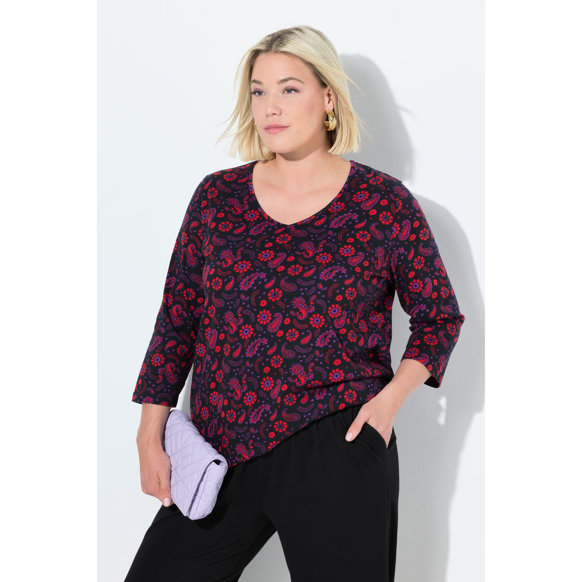 T-shirt coupe évasée noir, ULLA POPKEN