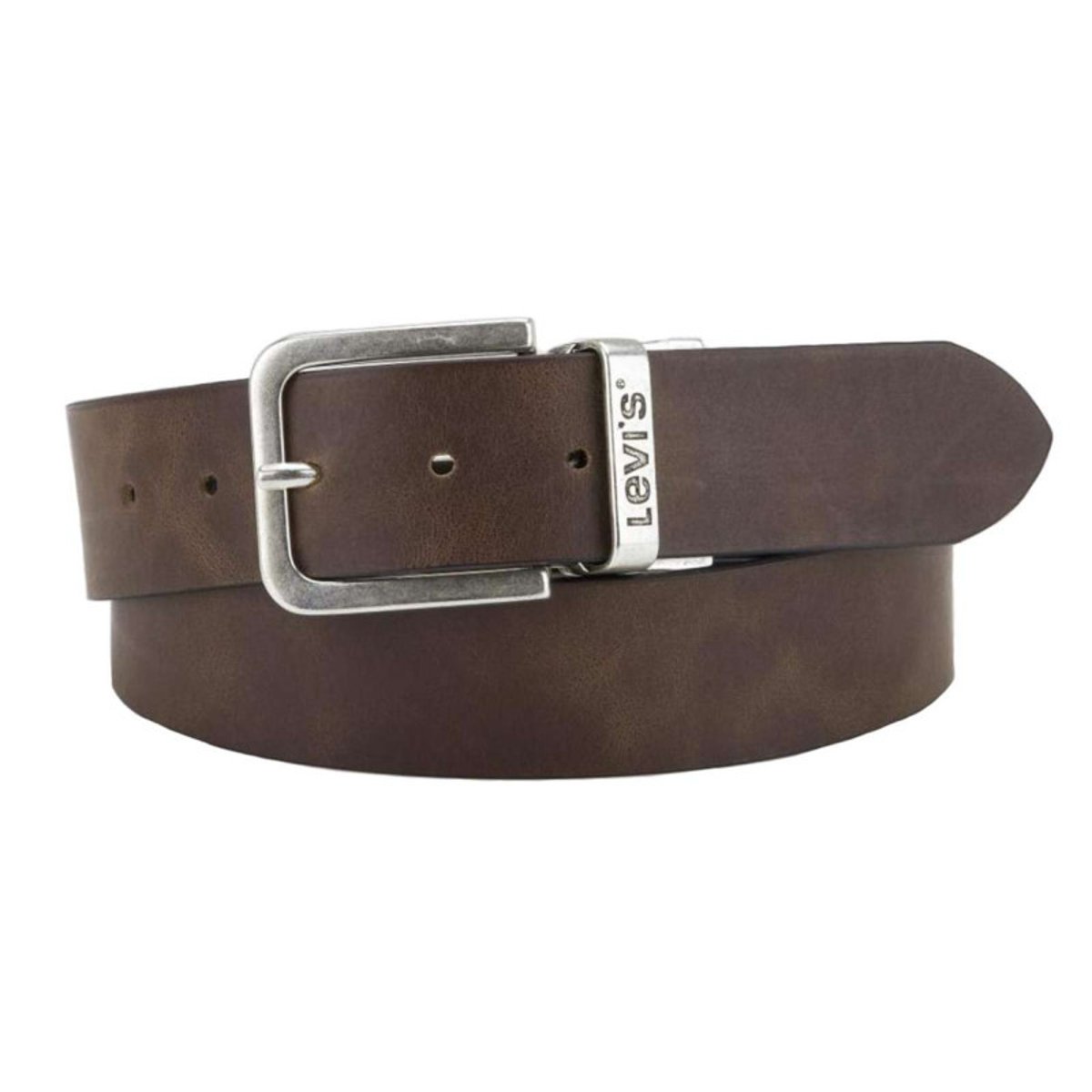 Ceinture noire en cuir avec une boucle à ardillon carrée marron, LEVI'S
