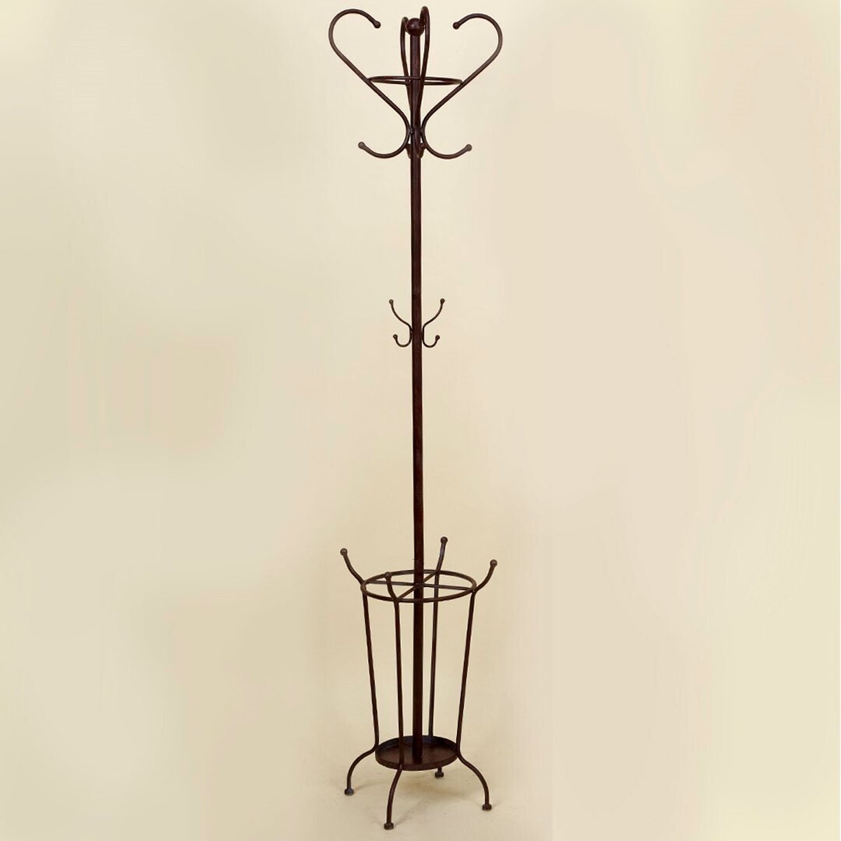 Portemanteau sur pied en métal marron avec porte-parapluies 38x38x177cm bois, WADIGA