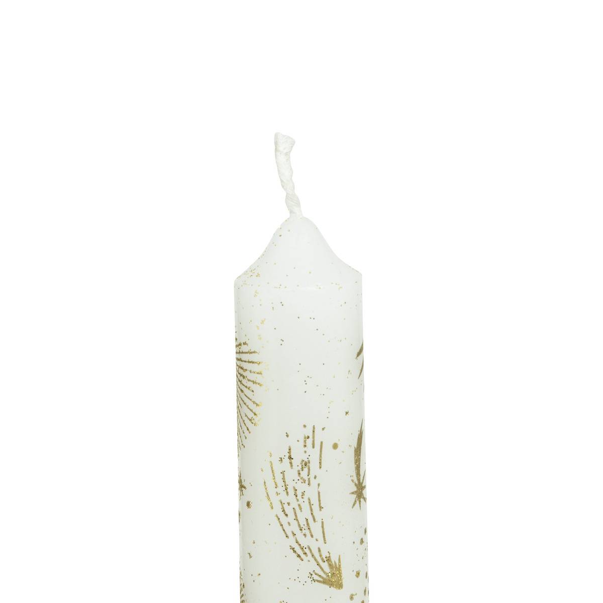 Lot de 2 bougies bâton imprimées étoiles 144g blanc, ATMOSPHERA