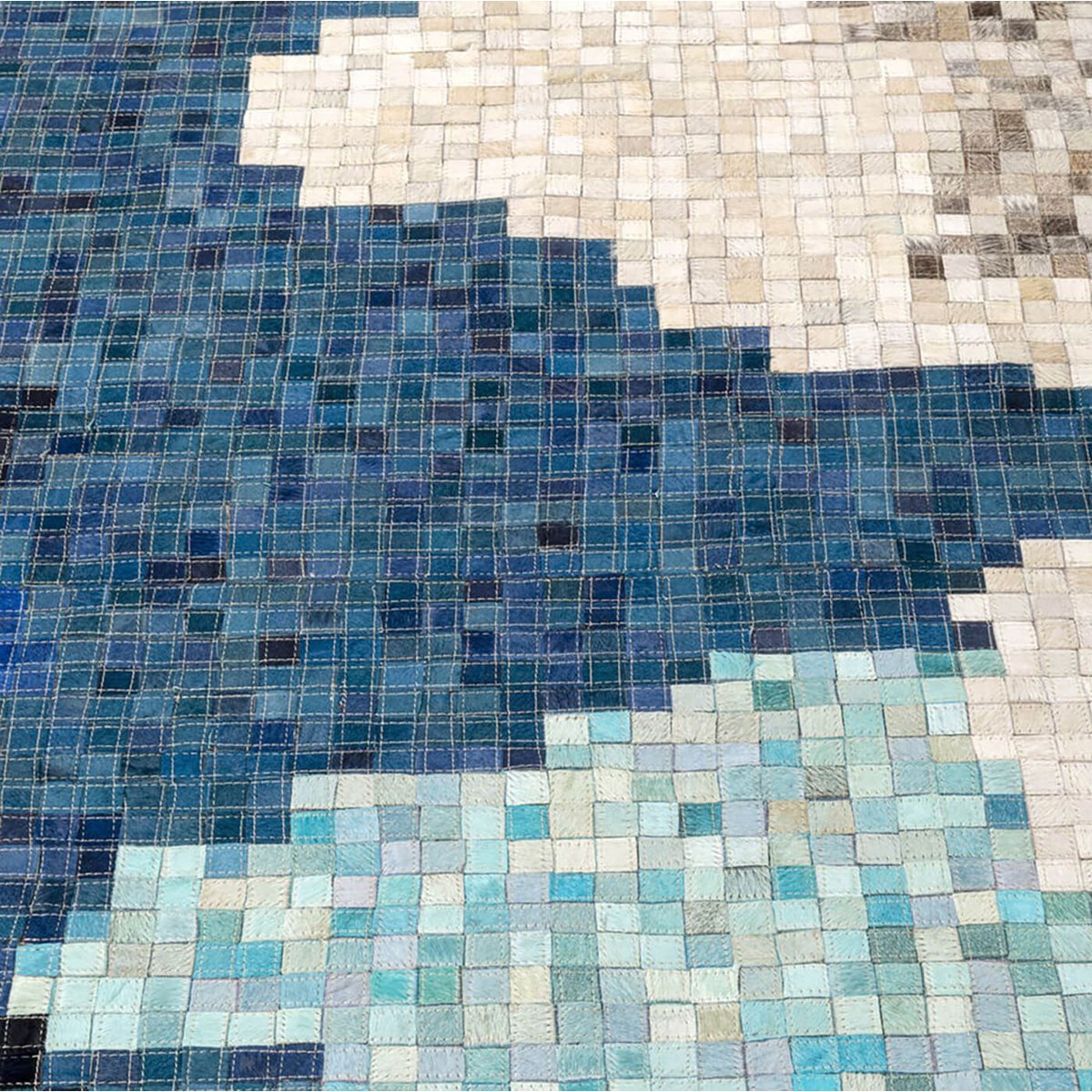 Tapis en cuir vague abstraite, STREAM bleu, KARE DESIGN